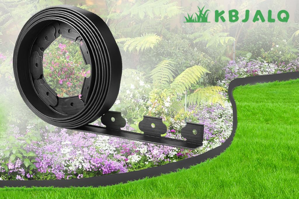 KBJALQ Landscape Edging 2 Inch Tall with Spiral Nylon Anchoring Spikes and Scissors,Plastic Garden Edging Border for DIY Garden,Grass,Lawn Edging,Yard (60 FT)