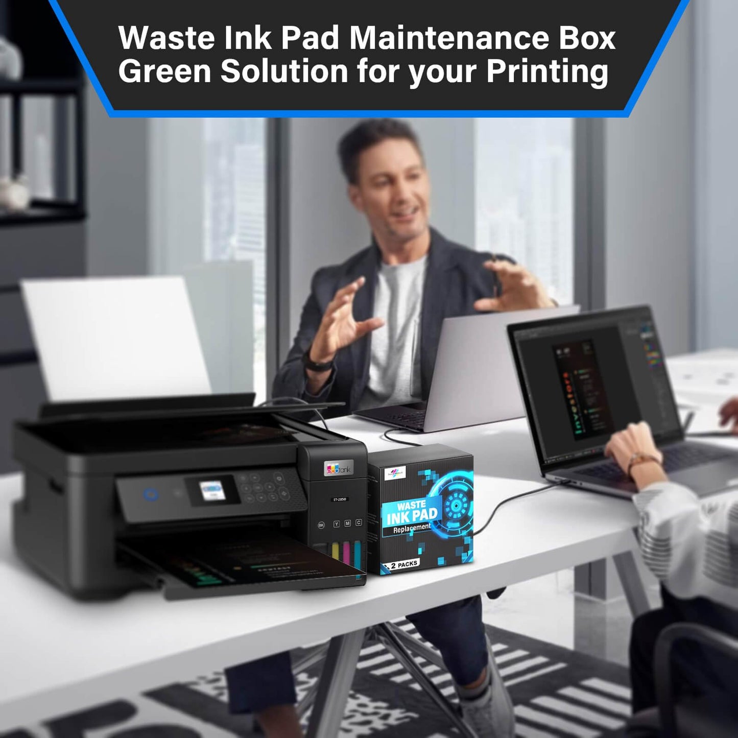 Waste Ink Pad Replacement for Epson Ecotank ET-2850 ET-2760 ET-2700 ET-2750 ET2850 ET2760 ET2700 ET2750 Printers, Compatible for Epson Ink Pad Replacement Maintenance Box (2 Packs)