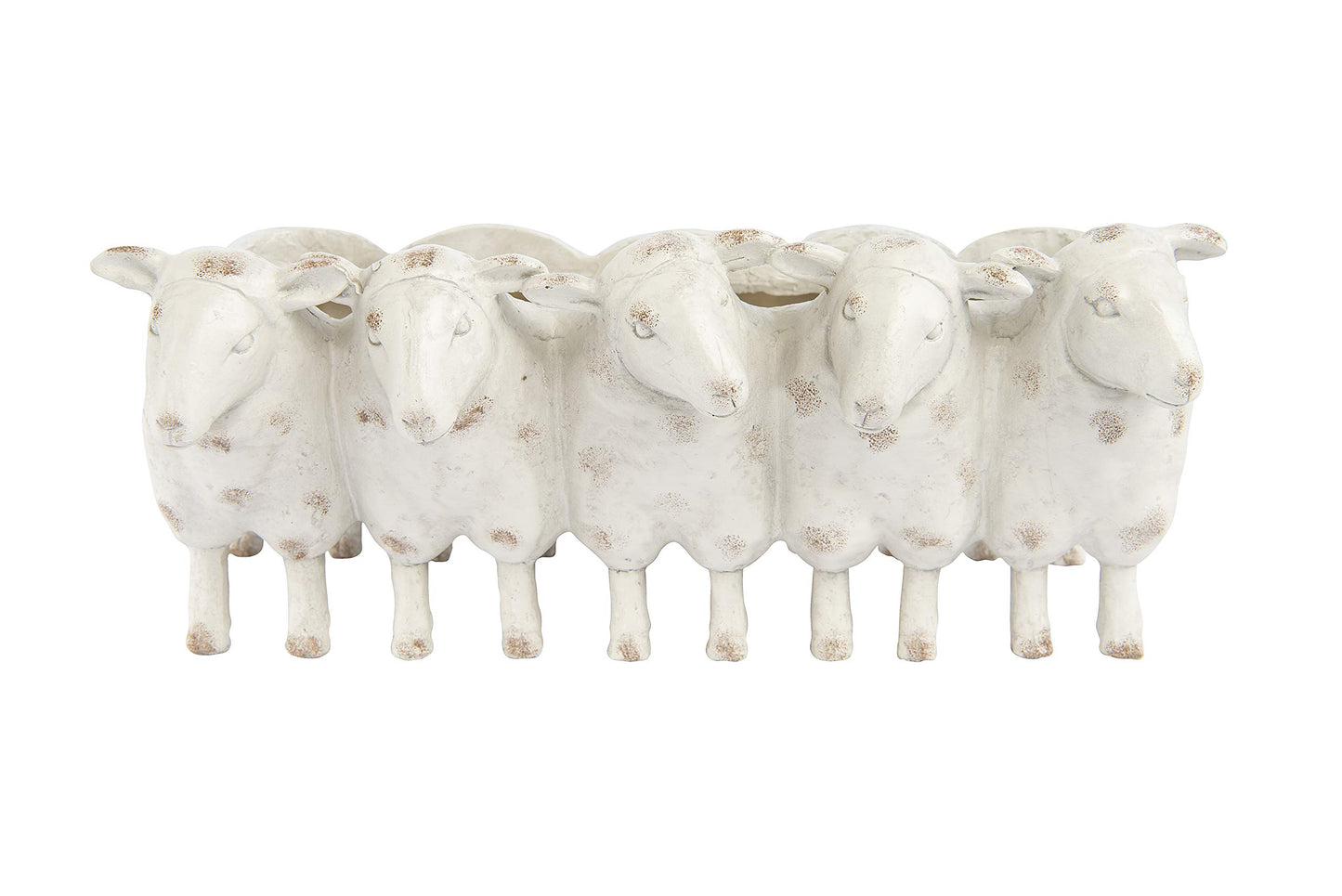 Creative Co-Op Resin Sheep Planter with Distressed Finish, White