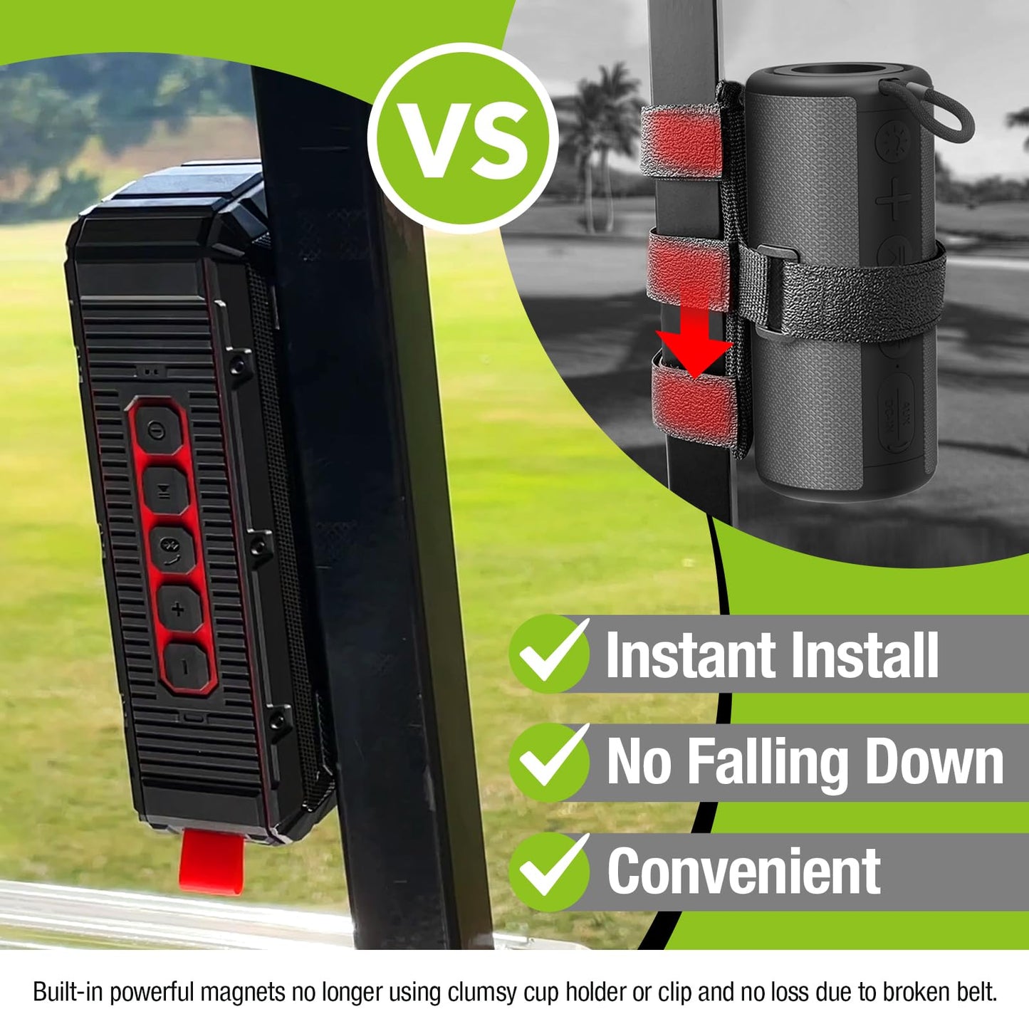 Dprofy Pro Portable Magnetic Bluetooth Golf Speaker - Wireless Waterproof IPX6/Shockproof 3rd Generation for Cart, 24 Hour Playtime, Accessories and Gifts (Black)