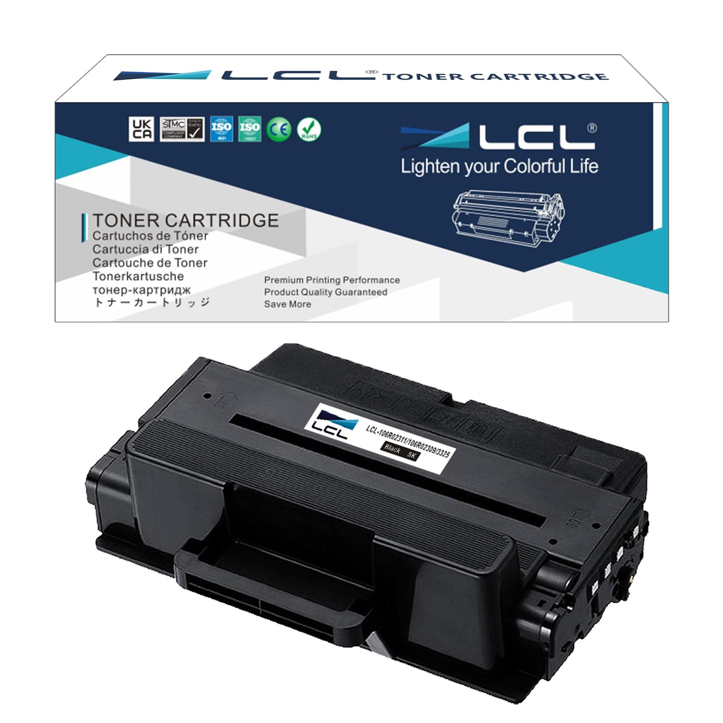 LCL Compatible Toner Cartridge for Xerox 106R02311 106R02309 5000 Pages 3315 3325 (1-Pack, Black) for Xerox Workcentre 3315 3325 3315DN 3325DN 3325DNI
