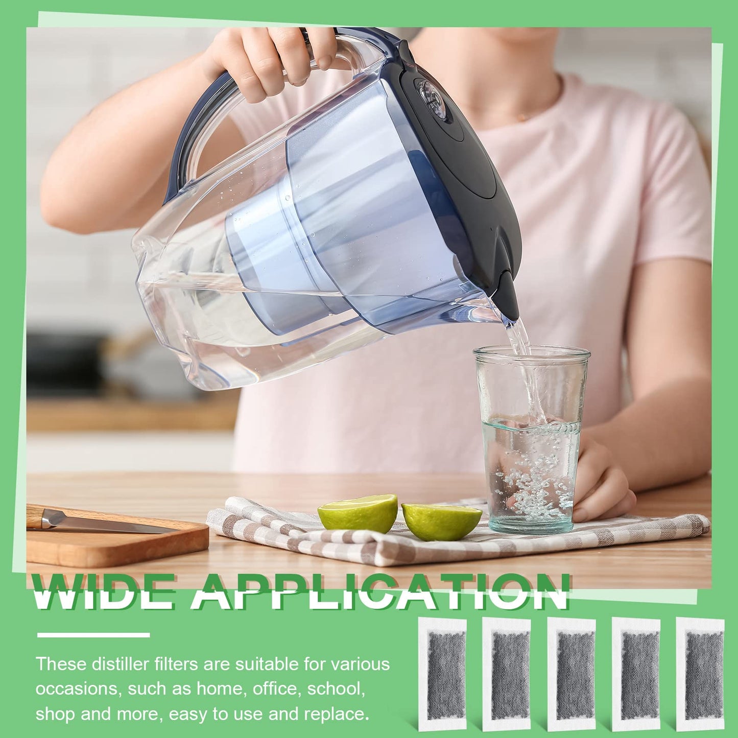 48 Packs Replacement Activated Charcoal Distiller Filters Coconut Shell Activated Carbon Filter Sachets Compatible with Countertop Water Distiller Models