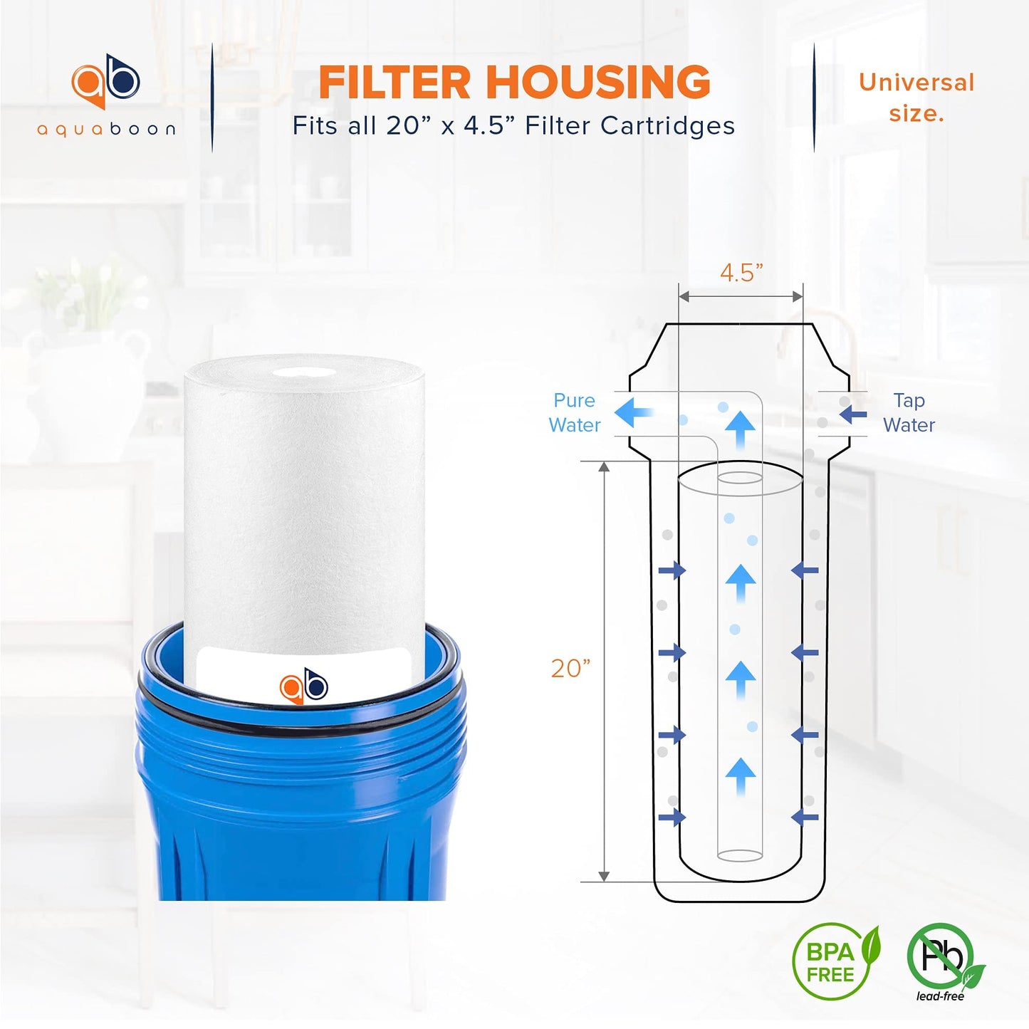 Aquaboon 5 Micron Well Water Filter Replacement 20 x 4.5 Whole House Sediment Filter Cartridge Compatible with DGD-5005-20, FP25B, AP810-2, 2-Pack