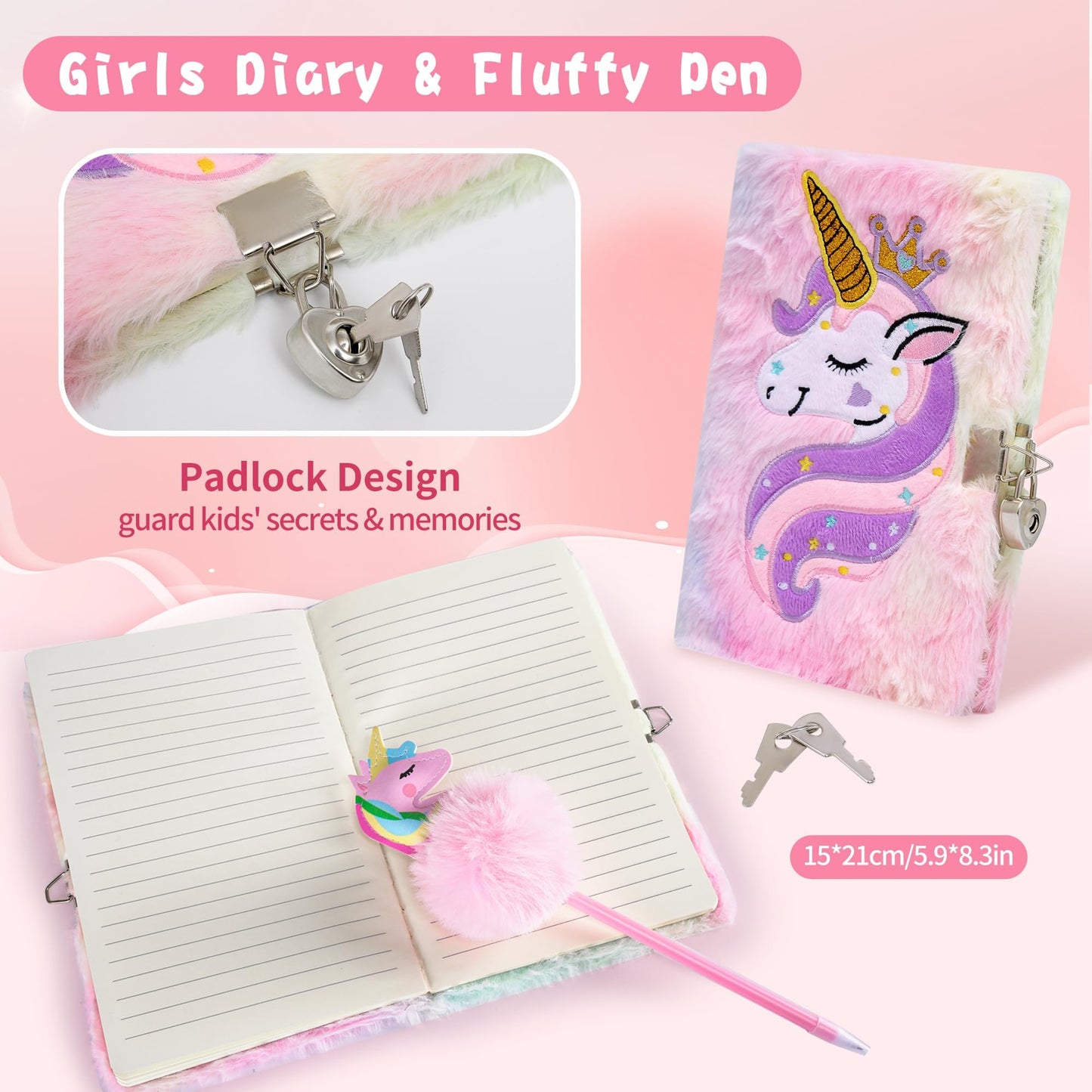 Cherry Tale Unicorn Gifts for Girls Age 6-8, Kids Unicorn Toys Set with Light Up Star Pillow Diary Headband Eye Mask Christmas Birthday Gifts for Girls Age 4 5 6 7 8 9 10