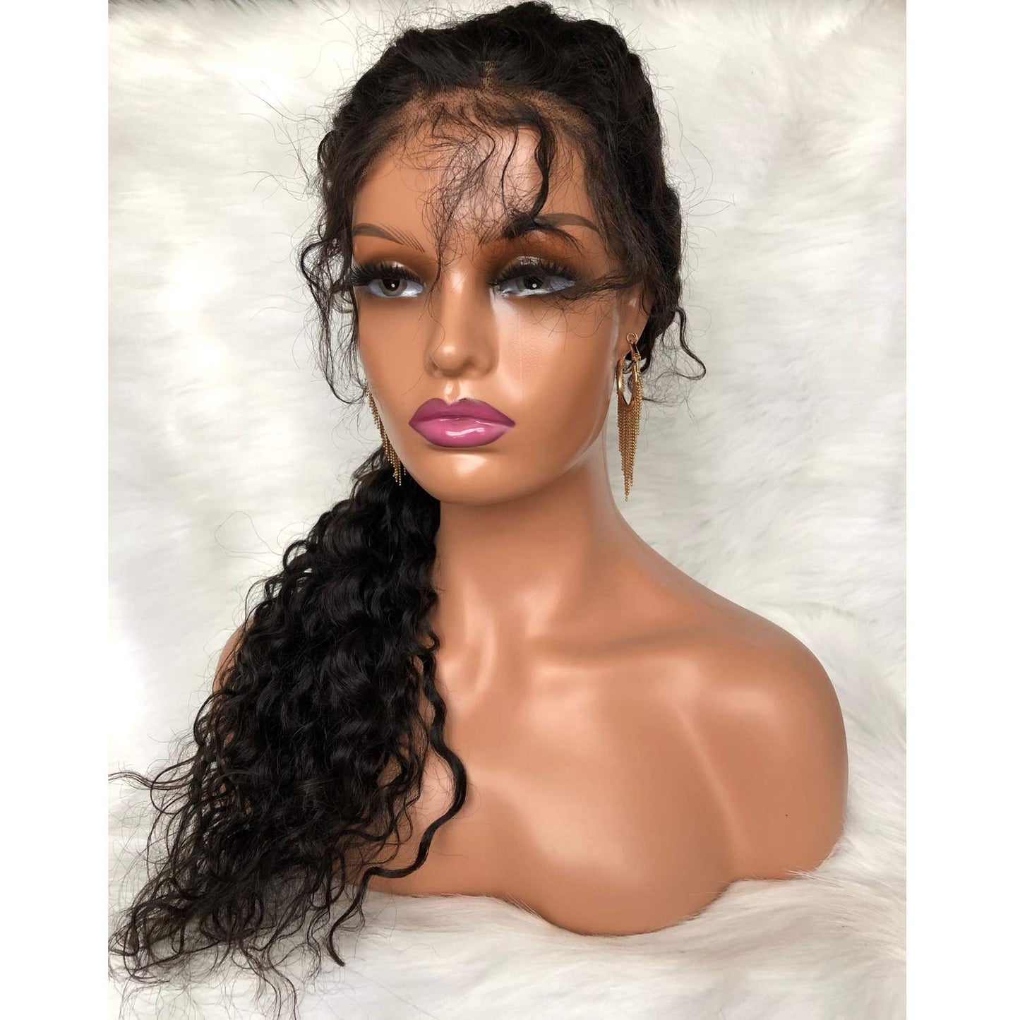 Dreambeauty Realistic Female Mannequin Head with Shoulder Manikin PVC Head Bust Wig Head Stand for Wigs Display Making,Styling,Sunglasses,Necklace Earrings (Light Brown)