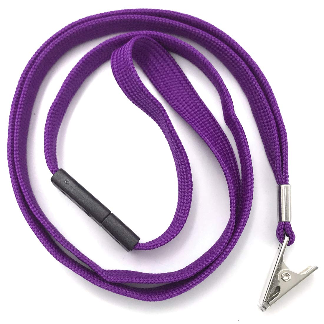 Bird Fiy Lanyards Breakaway Bulk Black Lanyards Neck Flat Safety Badge Lanyard Bulldog Clip (Purple, 50 PCS)