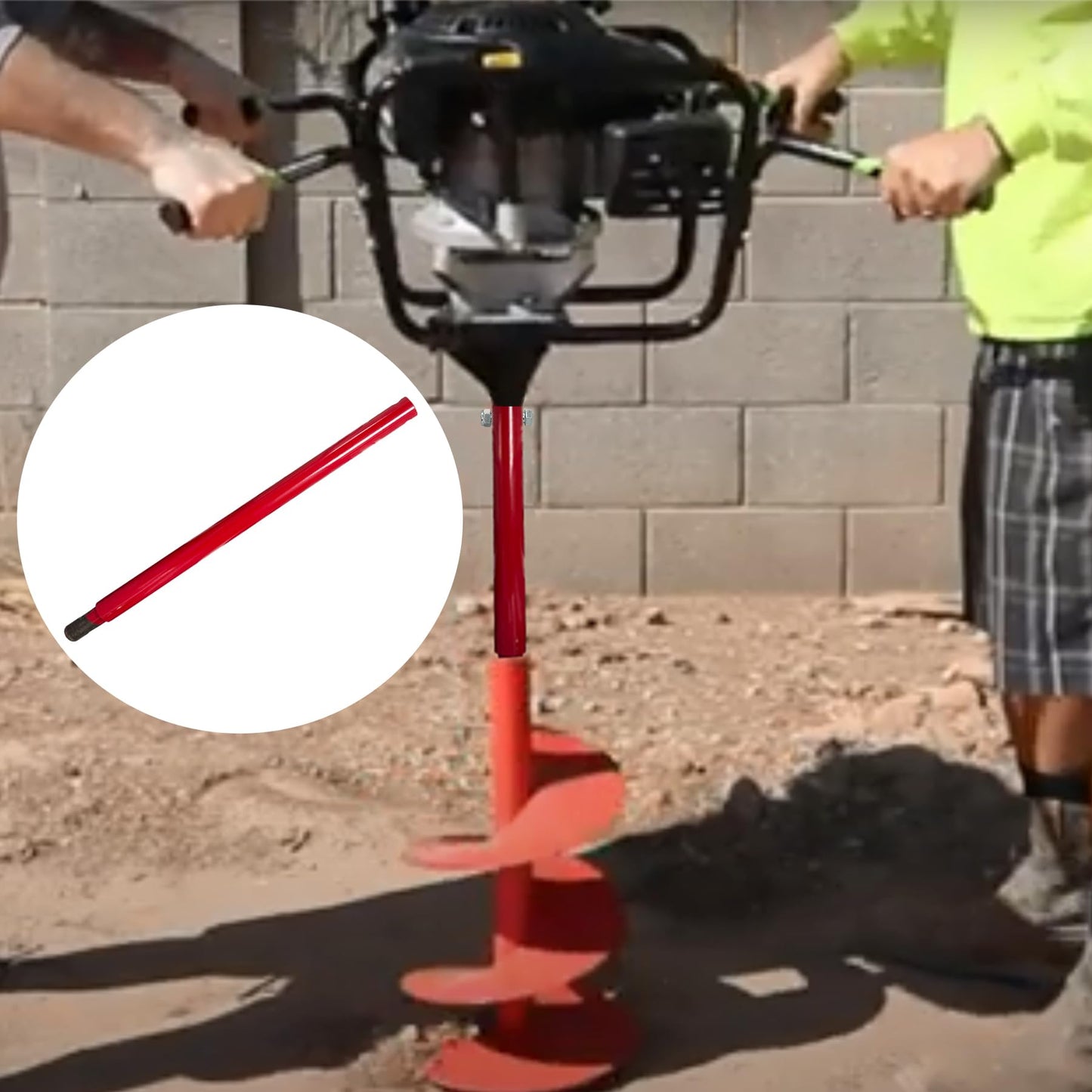 C CLINK Auger Extension 18" Red Steel Structure Fits All powerheads with a 7/8” Connection