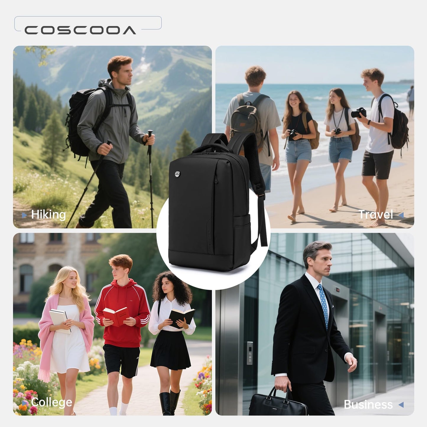 COSCOOA 6x13x17 inch Personal Item Bag for Budget Flights in Canada,15x33x43 cm Travel Bag, Expandable Carry On Travel Backpack,Underseat Travel Duffel Bag,15.6 inch Laptop Backpack