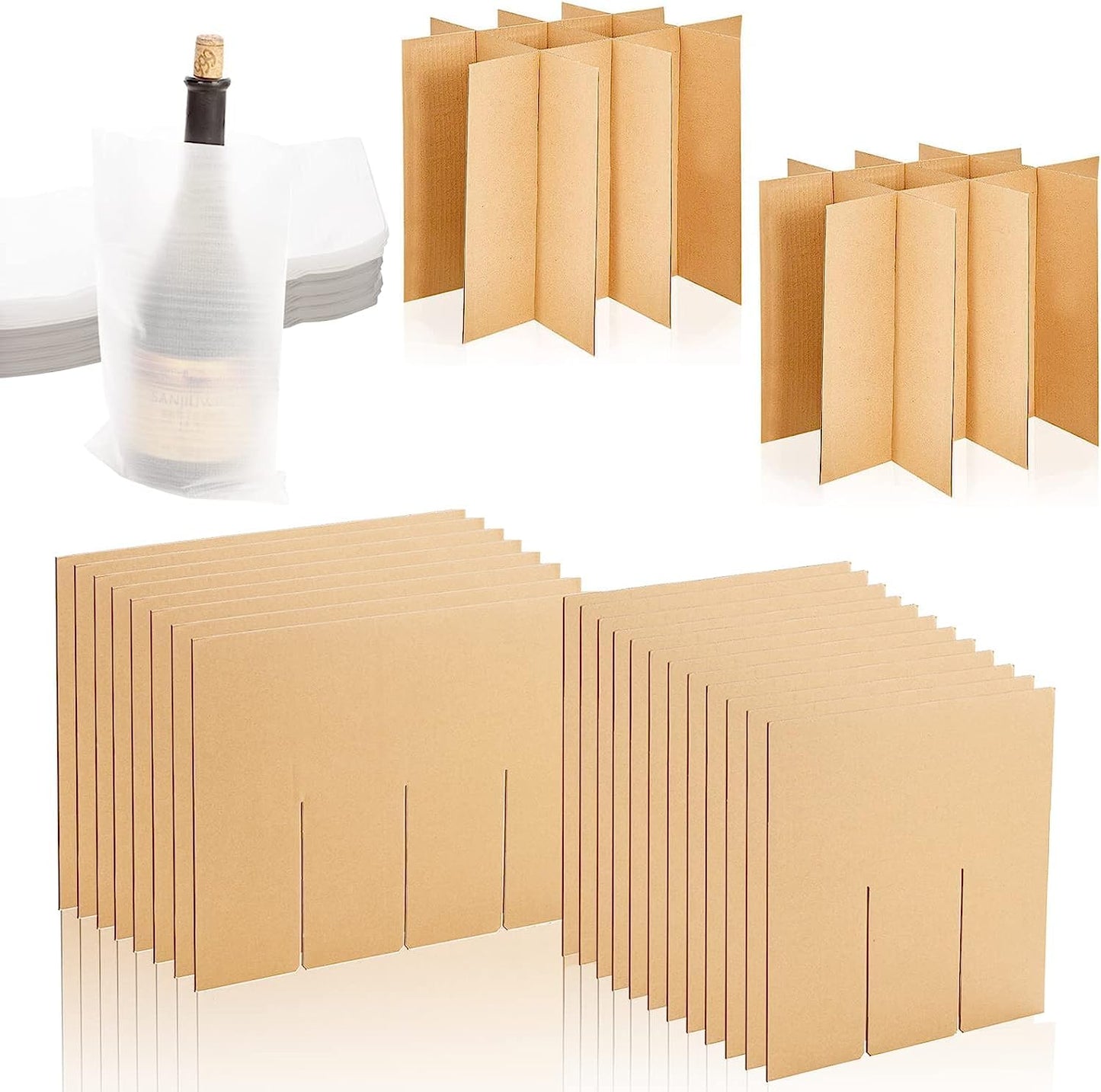 4 Sets Glass Divider Kits for Moving Box,2 Sizes Cardboard Dividers With 48 Foam Pouches Fits in 16 x 12 x 12 Inch Box,Glass Packing Kit for Dish Wine Glassware Moving(Boxes Not Included)