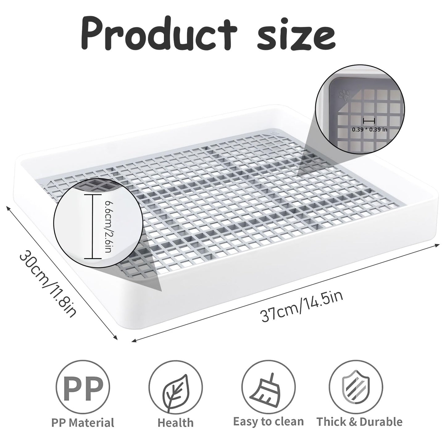 2 Pcs Rabbit Large Litter Box with Grate, Guinea Pig Training Litter Box for Cage, Rectangular Rabbit Litter Pan Pet Toilet for Rats, Hamsters, Small Animals (14.5 x 11.8 x 2.6 Inch)