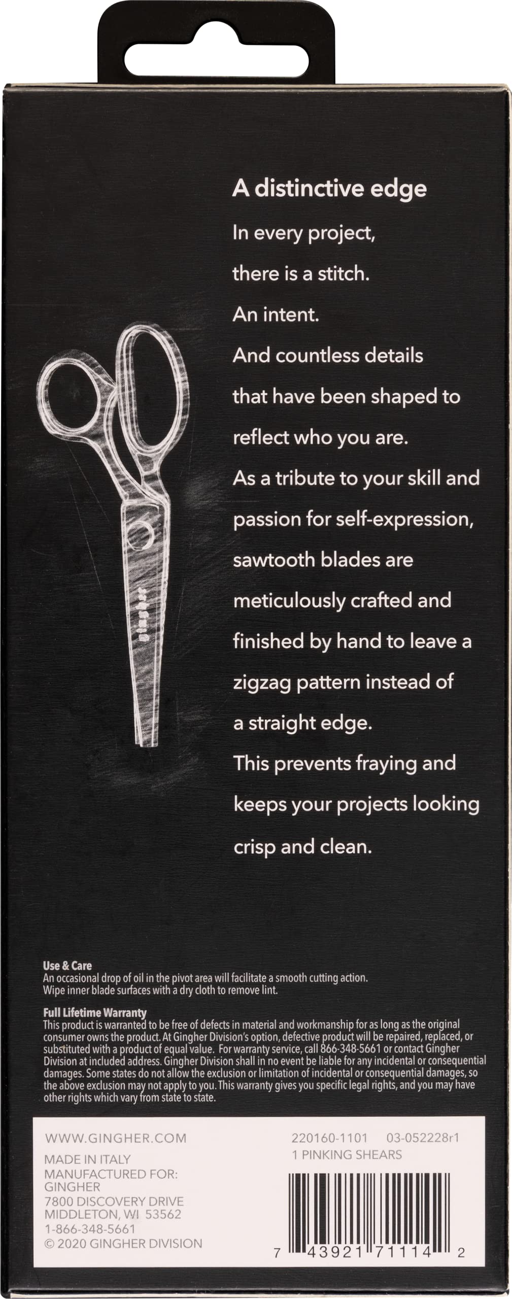 Fiskars Gingher 01-005272 Pinking Shears, 7-1/2-Inch
