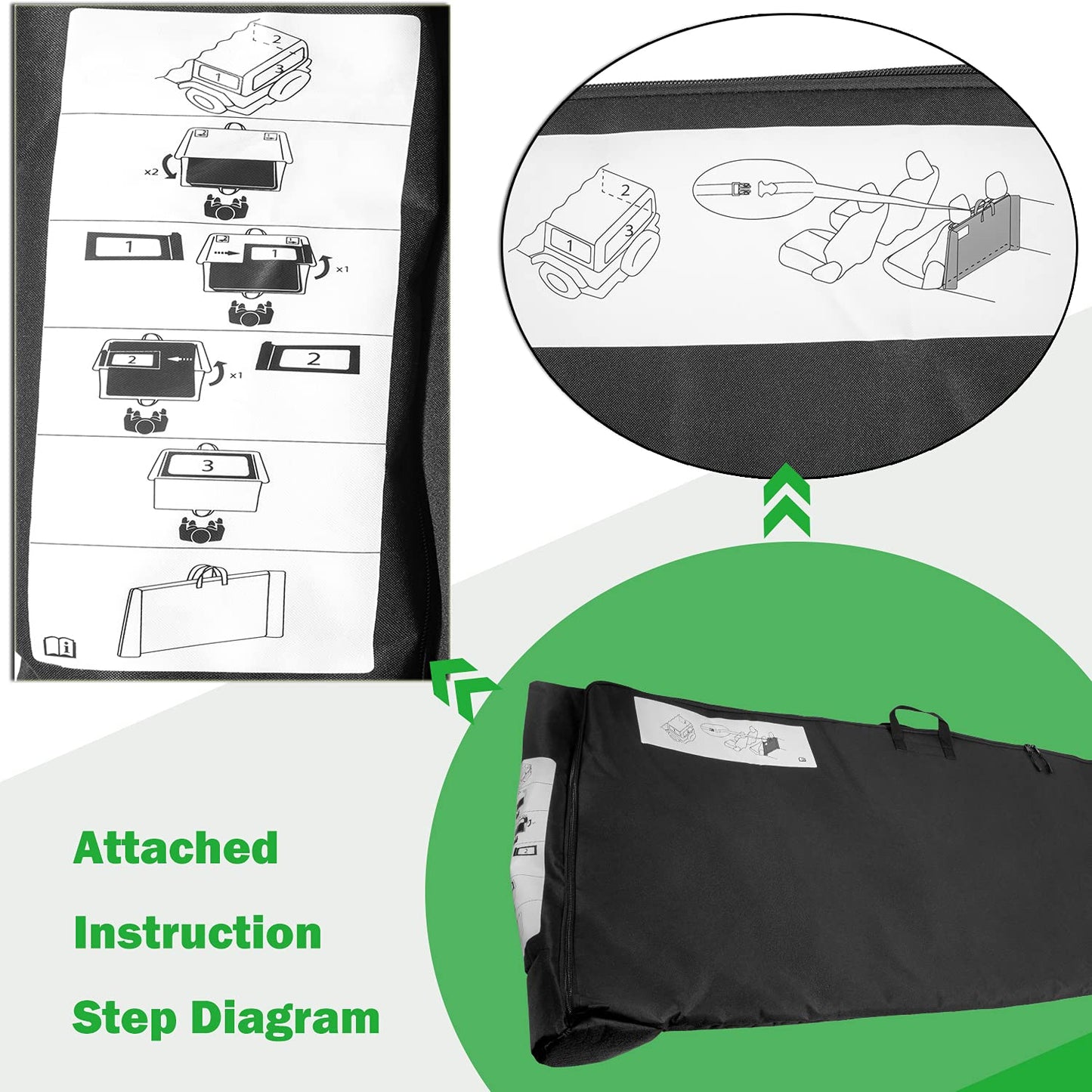68358392AC Soft Top Window Storage Bag Fit for Jeep Wrangler JL JLU Unlimited Sports Sahara Freedom Rubicon 2-Door & 4-Door 2018 2019 2020 2021 2022 2023 Replace Oem 68358392AC