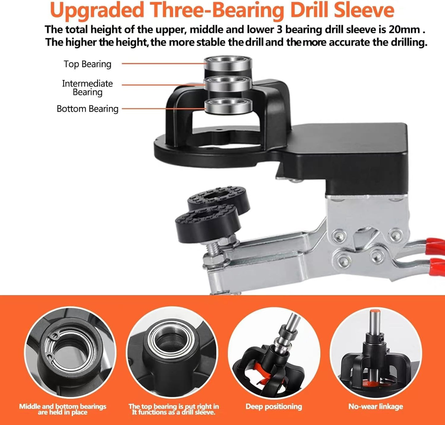 35 mm Concealed Door Hinge Jig, Aluminum Alloy Cabinet Hinge Jig with 2 Retaining Clips, Accurate Clamp Hinge Drill Jig with Accessories, Woodworking Tool for Doors Cabinets Hinges Mounting