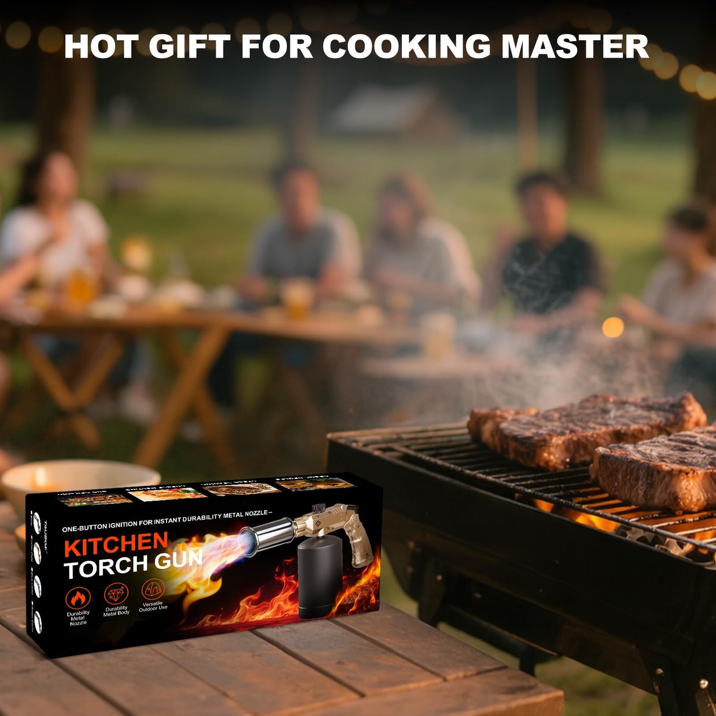 Propane Torch Gun, Powerful BBQ and Cooking Torch with Automatic Ignition, Handheld Kitchen Torch, Blow Torch Ideal for Searing Steaks, Welding and Festive Gifting