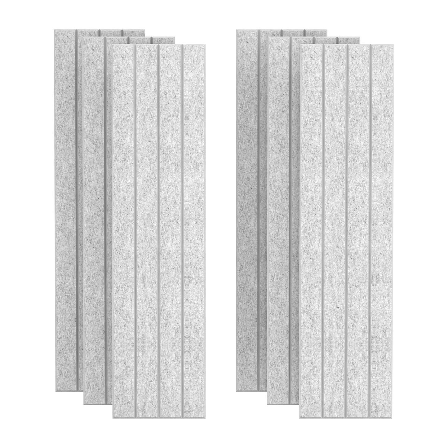 DrKlang 6 Pack Acoustic Panels, 47.2" x 11.8" Decorative Absorbing Panels, Wall and Ceiling Acoustical Treatment Panels for Home and Office - Silver Grey