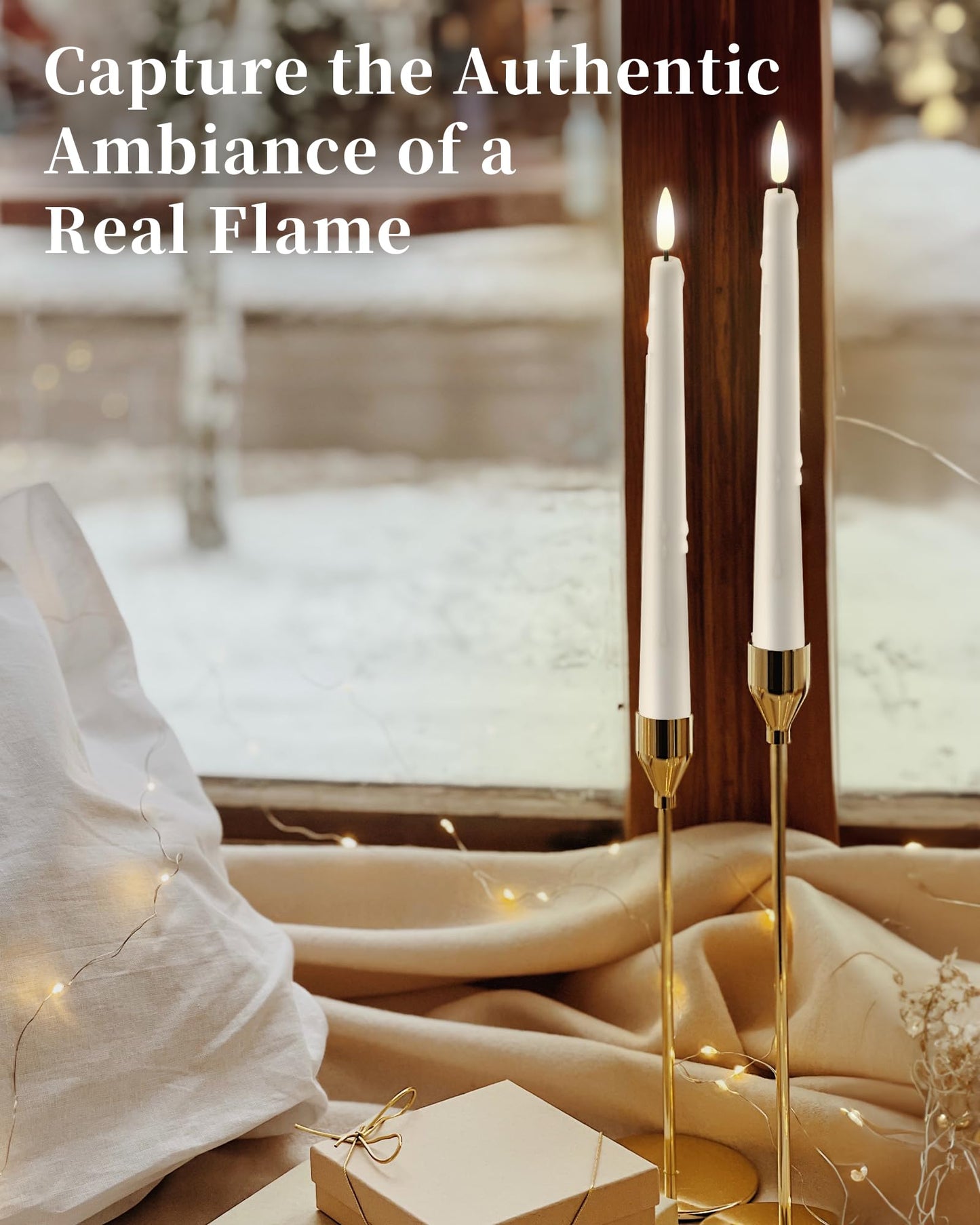 Stmarry 6 Pack Flameless Taper Candles with Remote and Timer - 9.65 Inch White Real Wax LED Candlesticks - Wax Drip Battery Operated Tall Taper Candles with 3D Flickering Flame