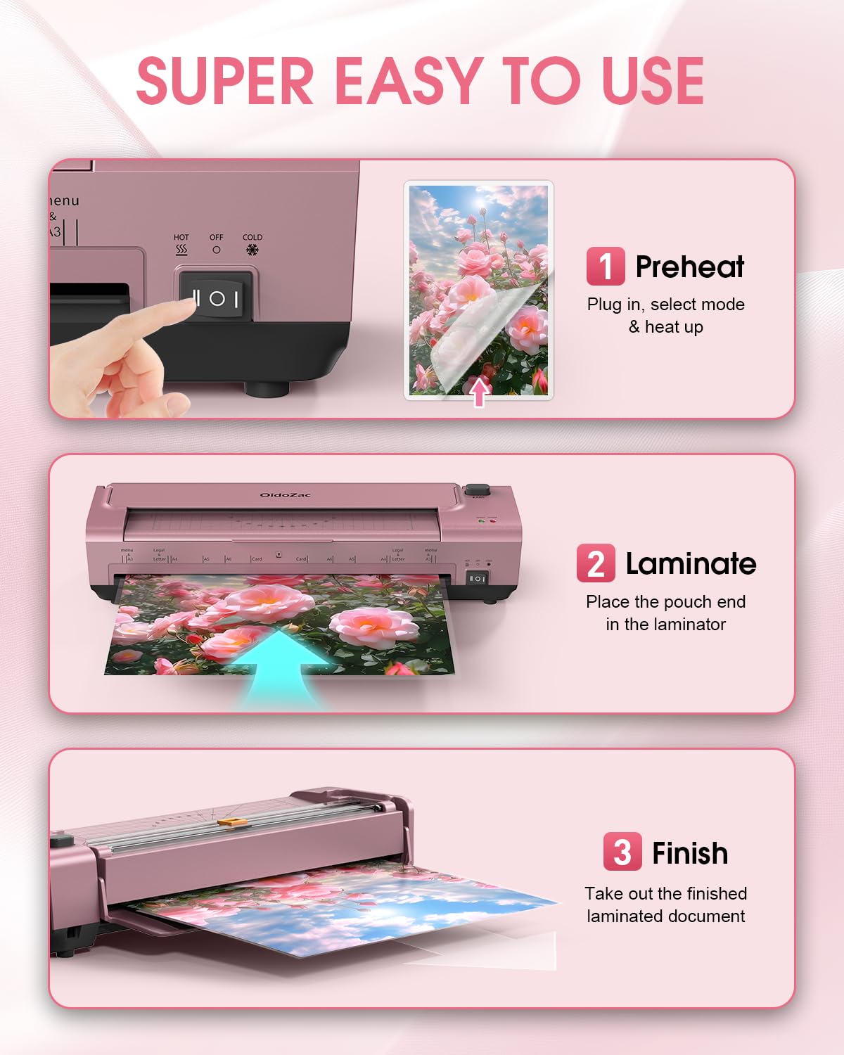 11 x 17 Laminator, Thermal & Cold Laminator Machine, Auto-Feed Jam-Free, Includes 20 Sheets, Cutter & Corner Rounder, for Photos, Letter to Legal, Home Office School, Personal & Commercial (Red)