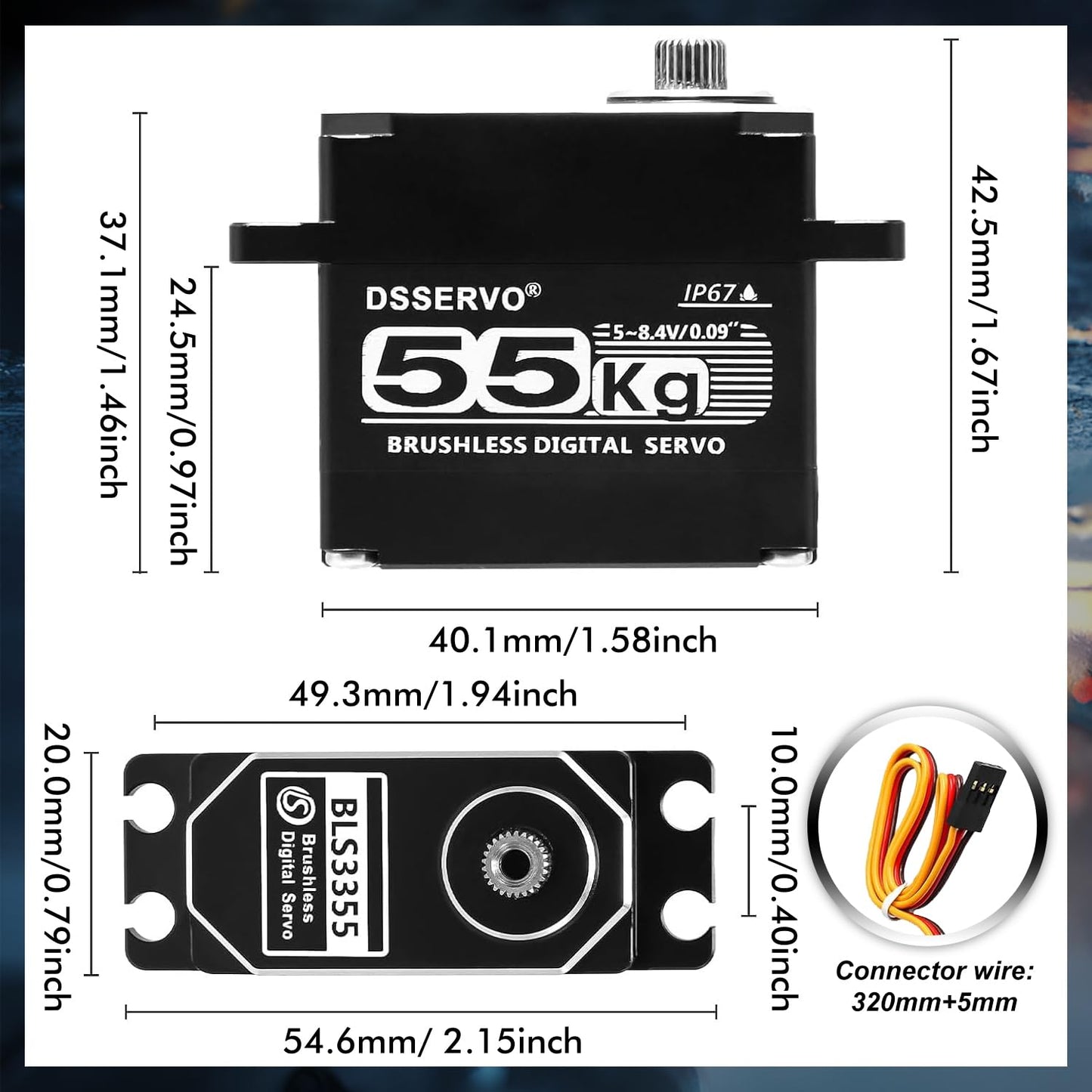 Brushless Servo 55KG Servo Full Metal High Torque Servo Digital RC Servo Motor for TRX4 TRX6 SCX10 III VS4-10 GEN7 1/10 RC Crawler Car Upgrade Parts High Torque Waterproof 180°