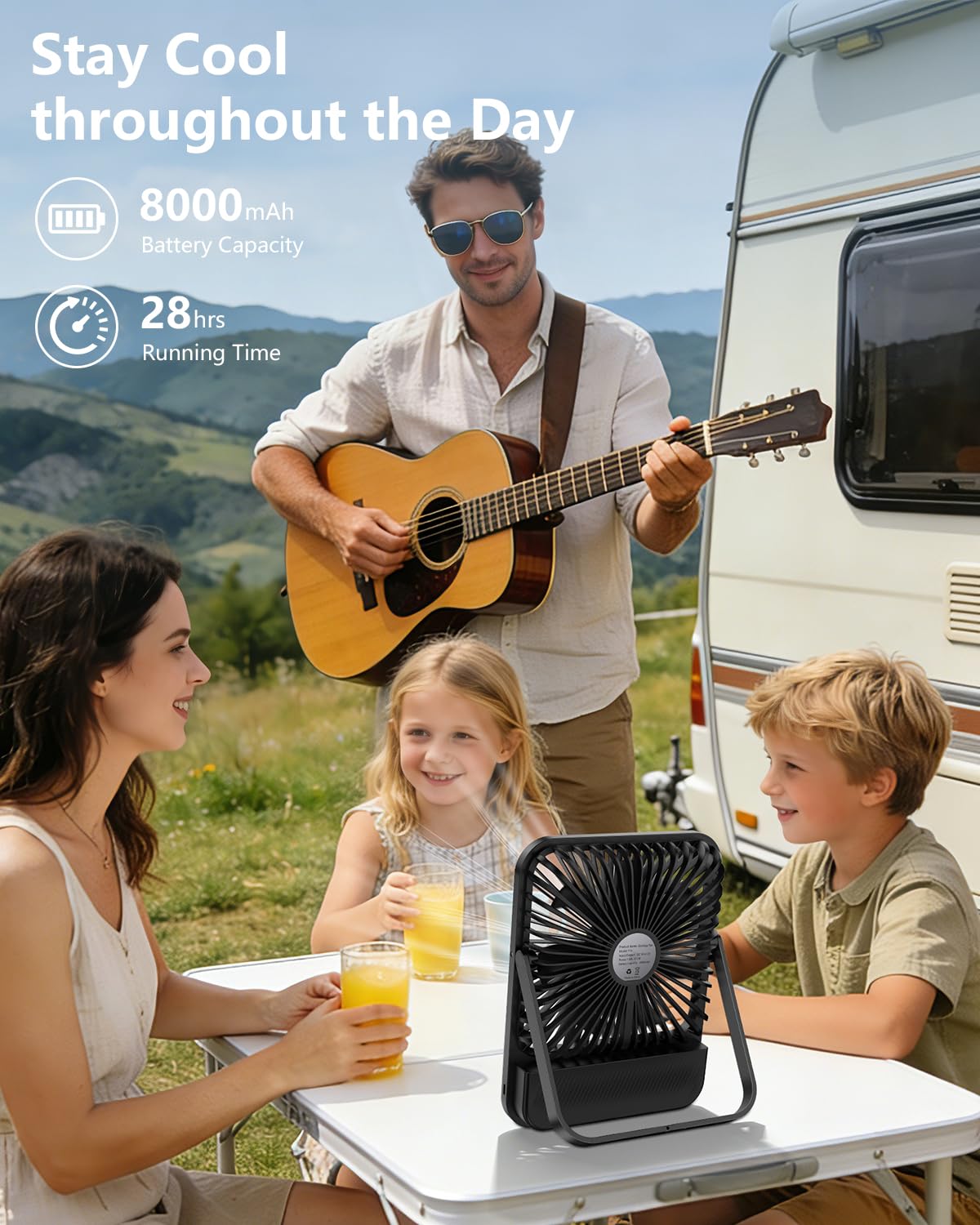 Nuerst 7in Portable Travel Fan for Sleeping with Lights,Timer & Digital Display, 8000mAh Max 28H Runtime 1.65in Ultra-Thin Cruie Fan Battery Operated for Home Office Travel Cruise Essentials 2026