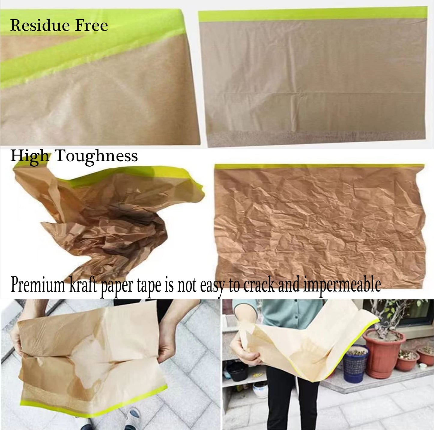 Pre-Taped Masking Paper for Painting-18 inch x 50 feet Tape and Drape for Painting, Painters Paper for Automotive Paint Masking, Floor Protection,Wall Covering
