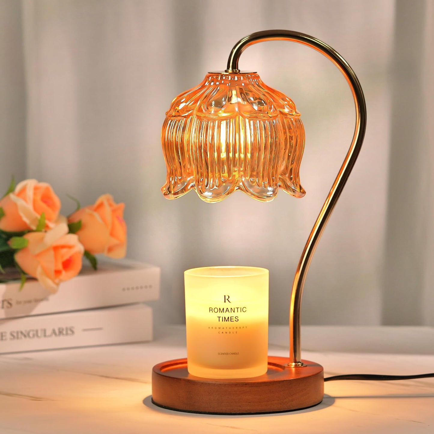 Flower Candle Warmer Lamp with Timer, Dimmable Candle Lamp Warmer, Christmas Birthday Gifts for Mom Wemen Her Wife, Anniversary Romantic Gifts Ideas, Vintage Lamp Candle Warmer