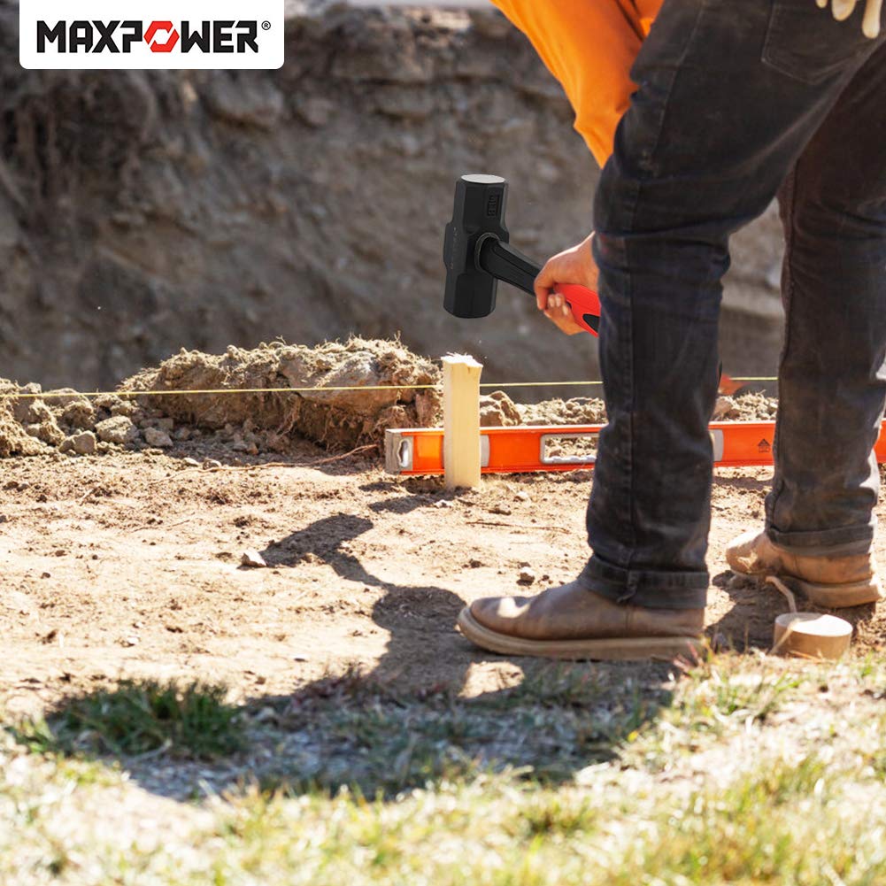 MAXPOWER 4 lb Sledge Hammer, Steel Head, 12-inch Fiberglass Handle Shock-Resistant
