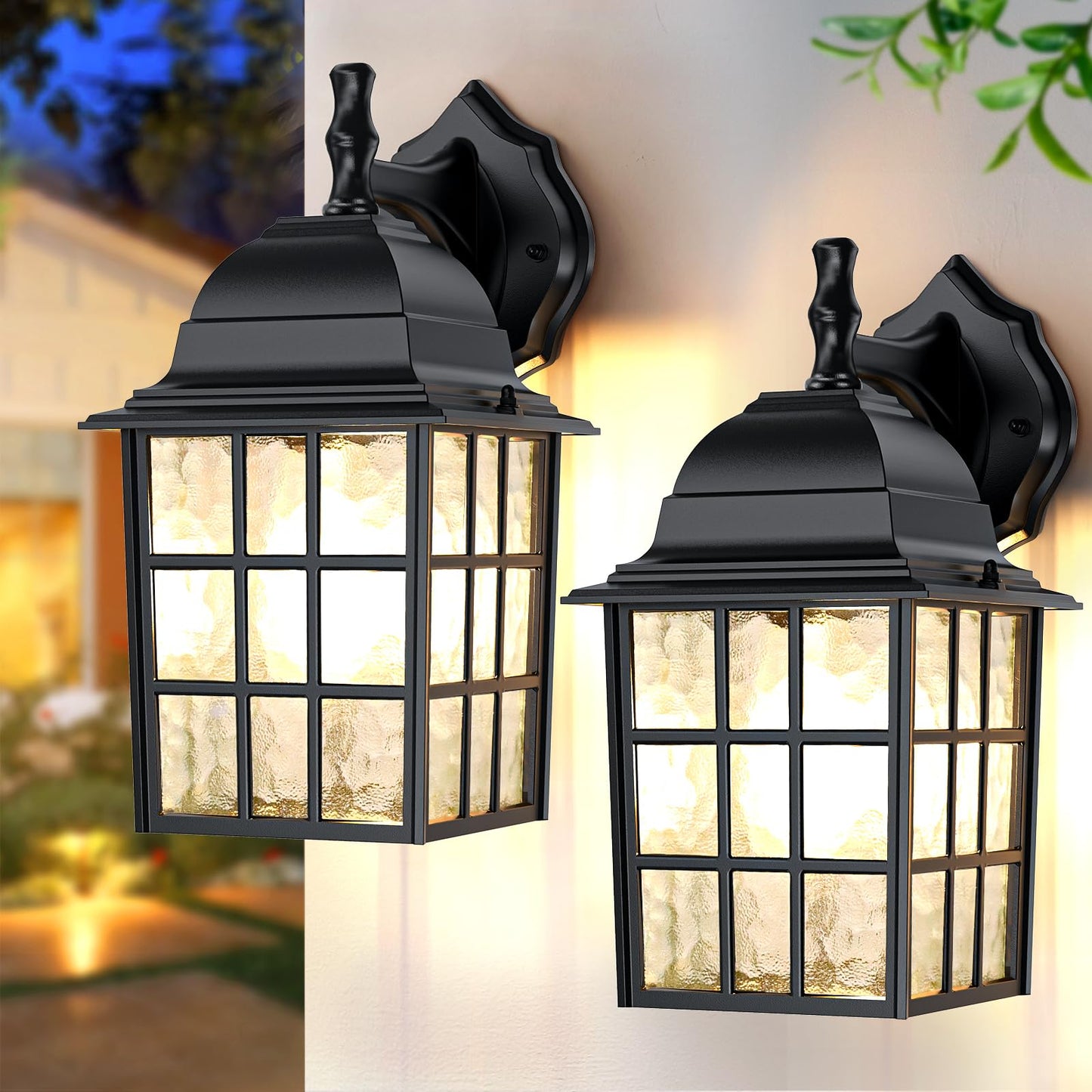 12'' Outdoor Lights for House 2 Packs, Exterior Light Fixtures Porch Light Wall Mount, Waterproof Aluminum Outside Lights Sconce, Modern Outdoor Lighting Lanterns for Garage Patio Front Door, Black