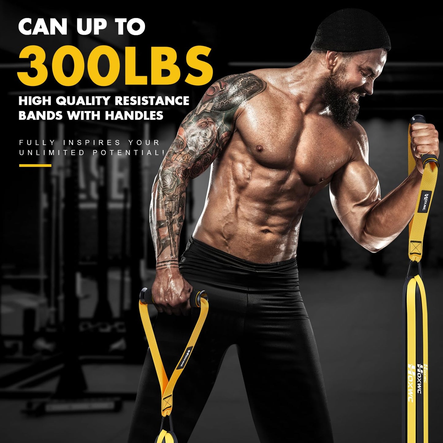 HOXWC Resistance Bands Men, Heavy Duty Power Bands with Door Anchor, Handles, Bag, Pull Up Resistance Bands for Weight Lifting, Muscle Training, Physical Therapy, Shape Body, Home Workouts
