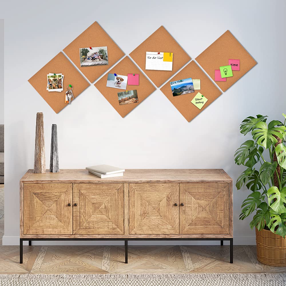 YCCYYCCY Self-Adhesive Cork Borad, 12mm Thick Cork Boards for Walls, 9 Pack Bulletin Board, Cork Board Tiles for Office, Home, School (12MM, 12"*12"-9P)