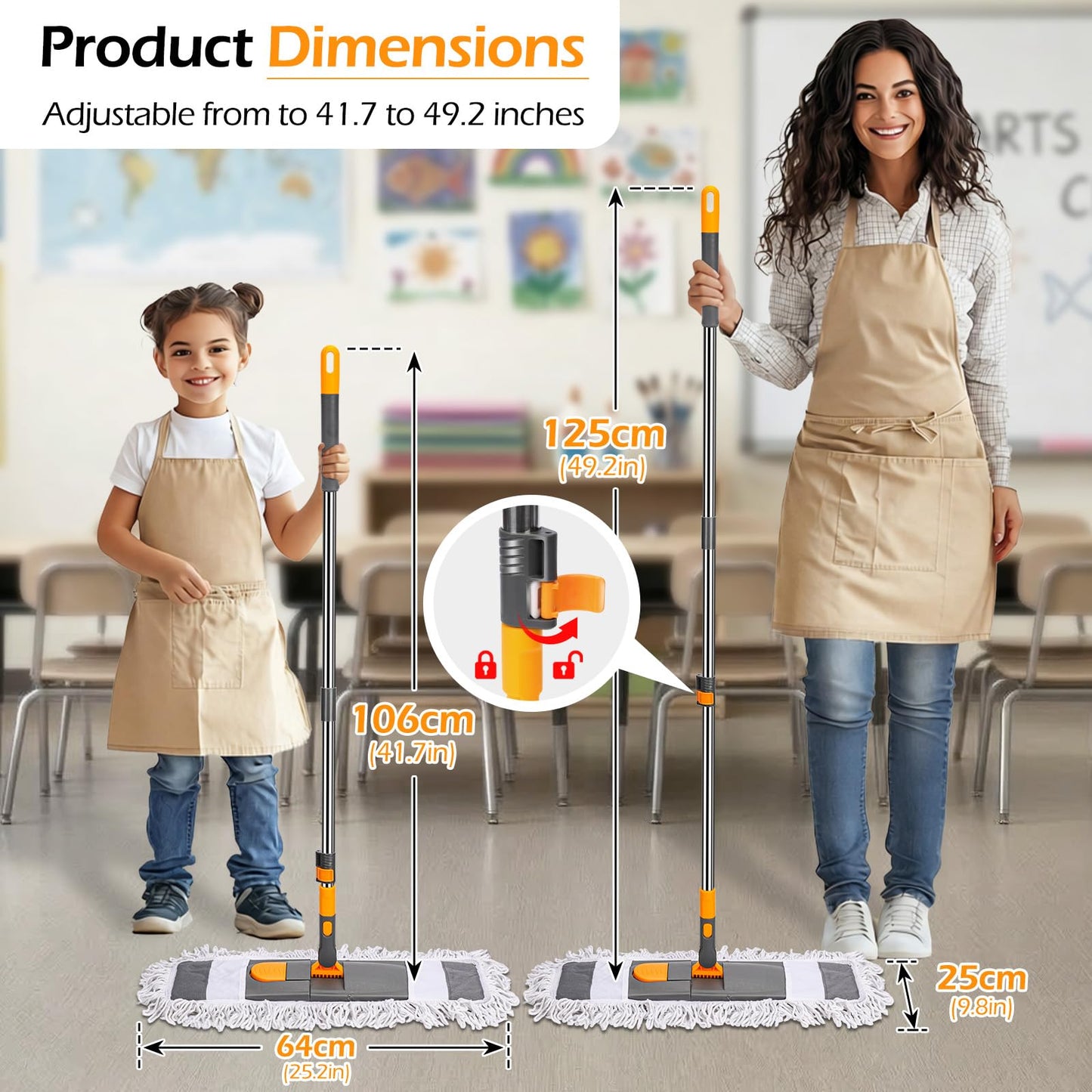 Almcmy Microfiber Mop for Floor Cleaning,Self Wringing Flat Mop,Wet Dry Dust Mops for Hardwood,Tile,Laminate Floor - Grey