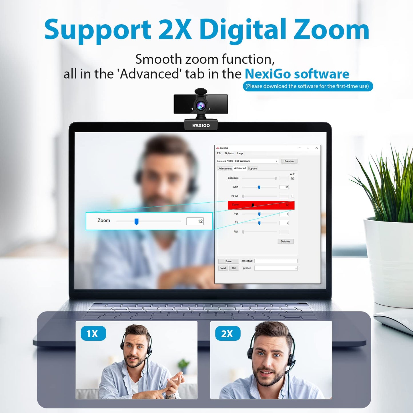 NexiGo 1080P Business Webcam with Software, Dual Microphone & Privacy Cover, NexiGo N660 USB FHD Web Computer Camera, Plug and Play, for Zoom/Skype/Teams/Webex, Laptop MAC PC Desktop
