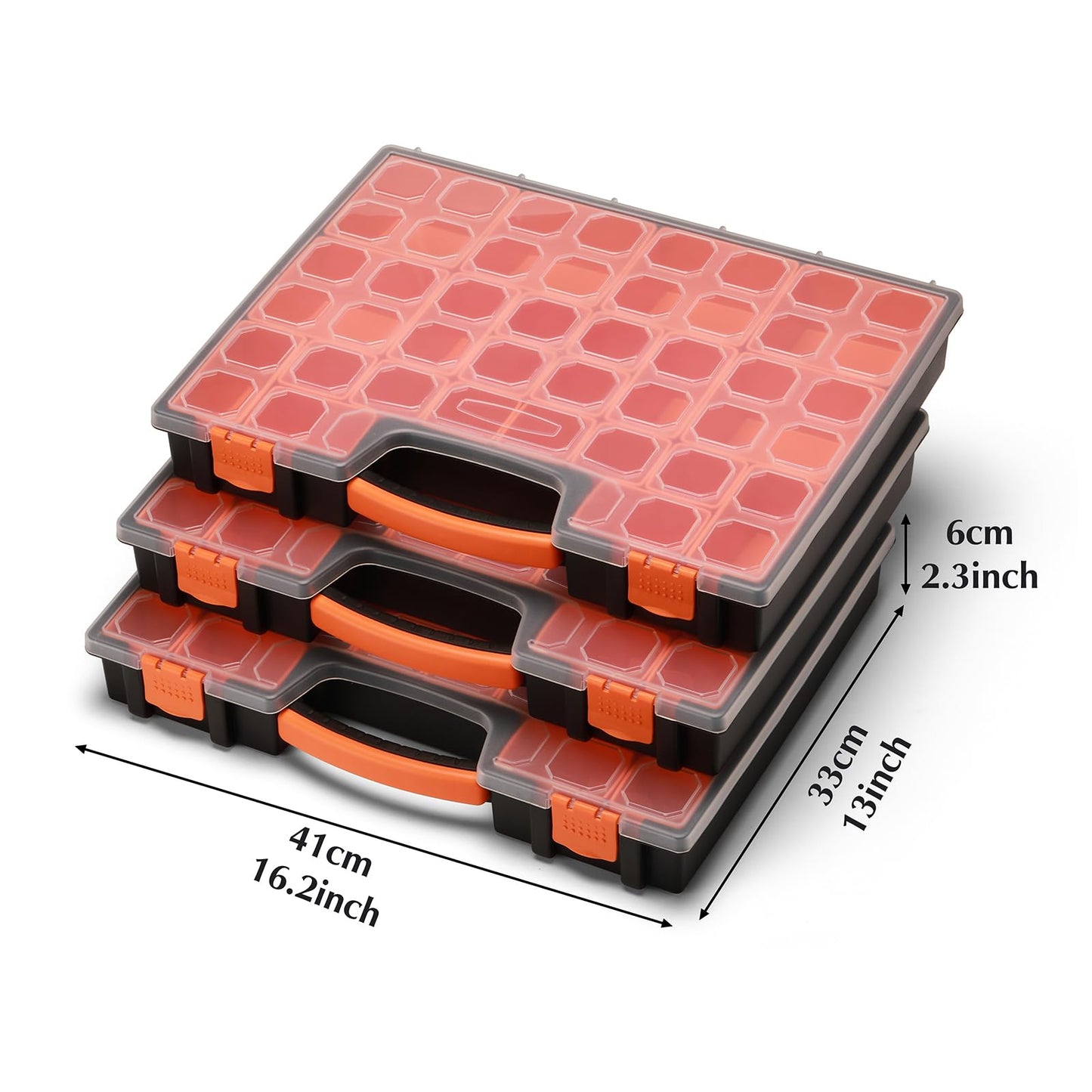 EMENTOL 3PCS Multi-Purpose Portable Organizer Box Set with 72-Removable Compartments, 3 Pieces Professional Boxes with Dimension 16.2"L*13"W*2.3"H