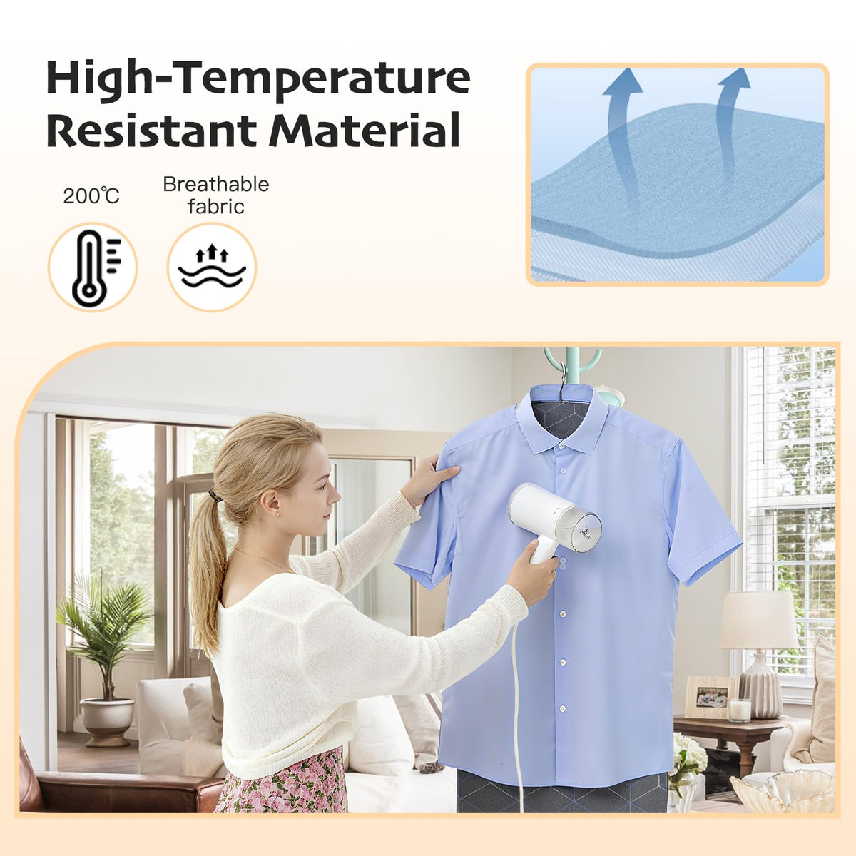 Portable Ironing Mat for Flat Surfaces, Hanging Steamer Board for Clothes, Steamer Pad