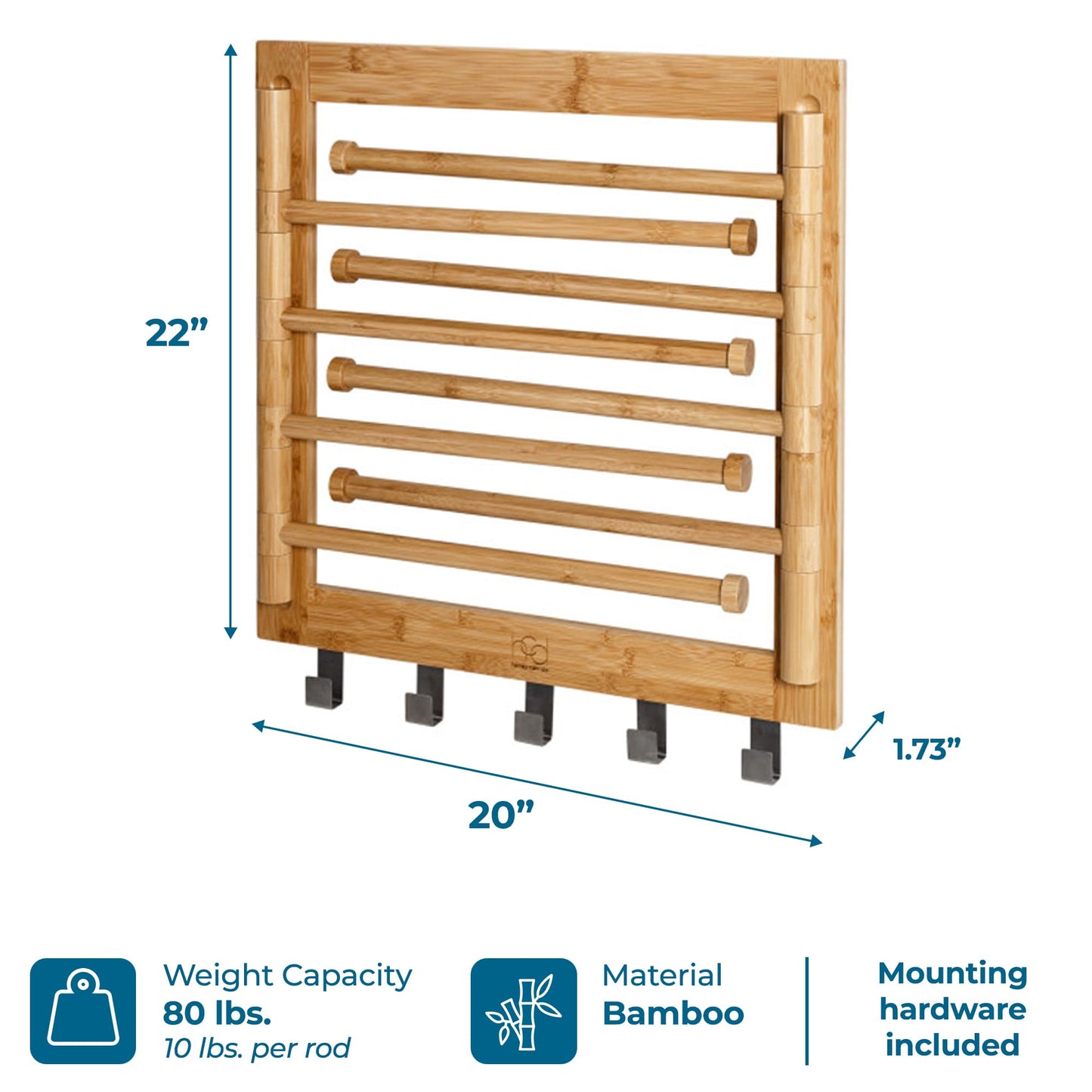 Honey Can Do Wall-Mounted Swivel Clothes Drying Rack DRY-09386 Natural