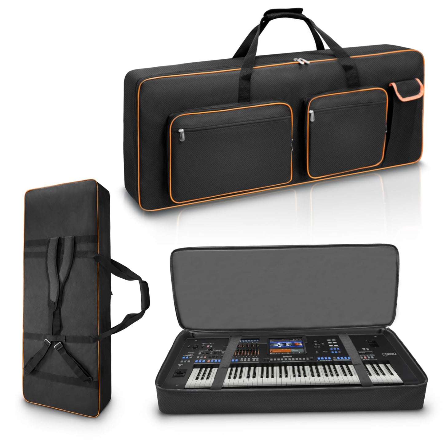 LIWSHWZ 76 Key Keyboard Case,10mm Pearl Cotton Full Padded Electric Piano Keyboard Gig Bag with Handles,Adjustable Shoulder Straps,46.4"X17.7"X5.7"Waterproof Piano Keyboard Bag with 5 Accessory Pocket