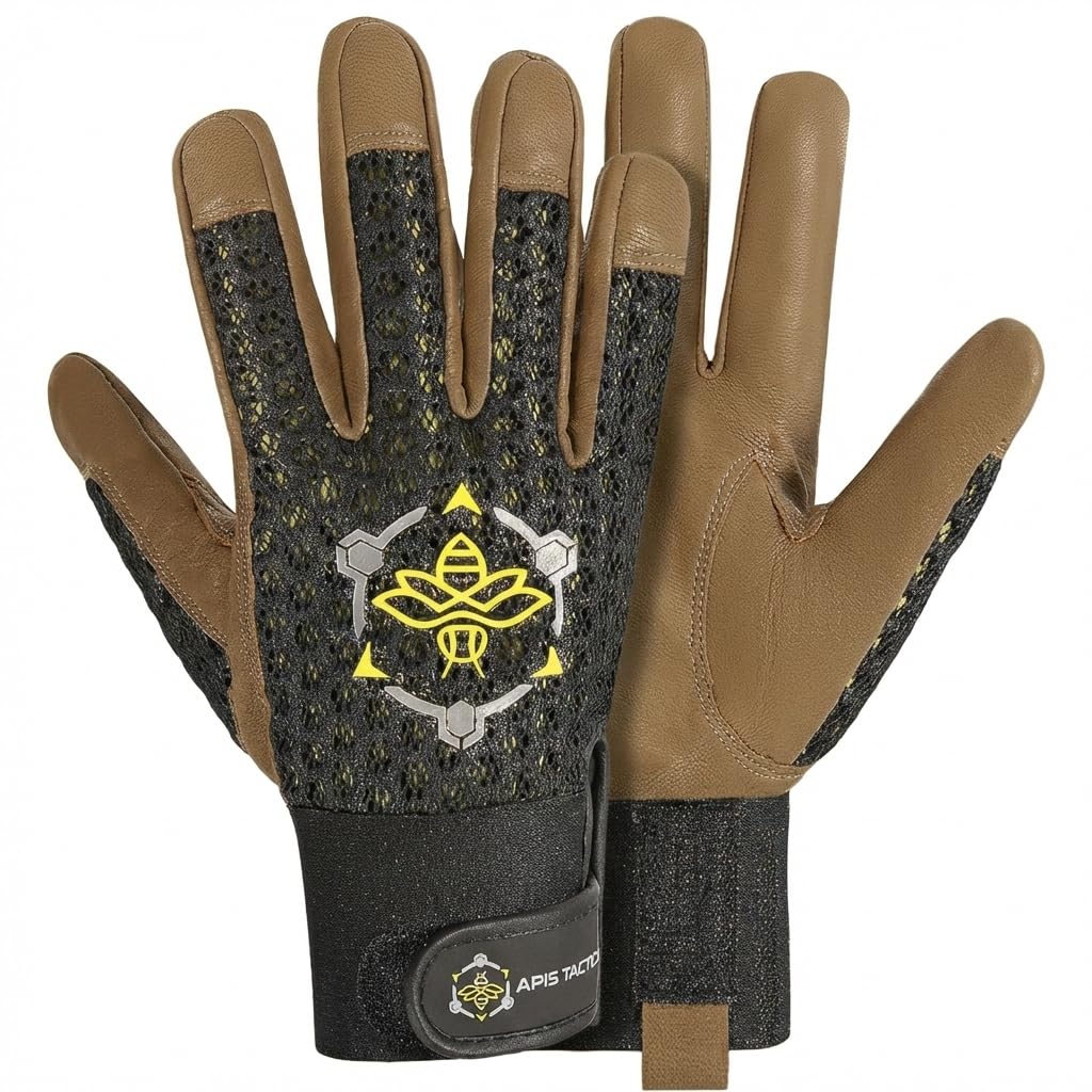 Apis Tactical - Professional Beekeeping Gloves - Premium 5mm Goatskin with Patented Ventilation & Superior Dexterity - Beekeeping Supplies - Medium