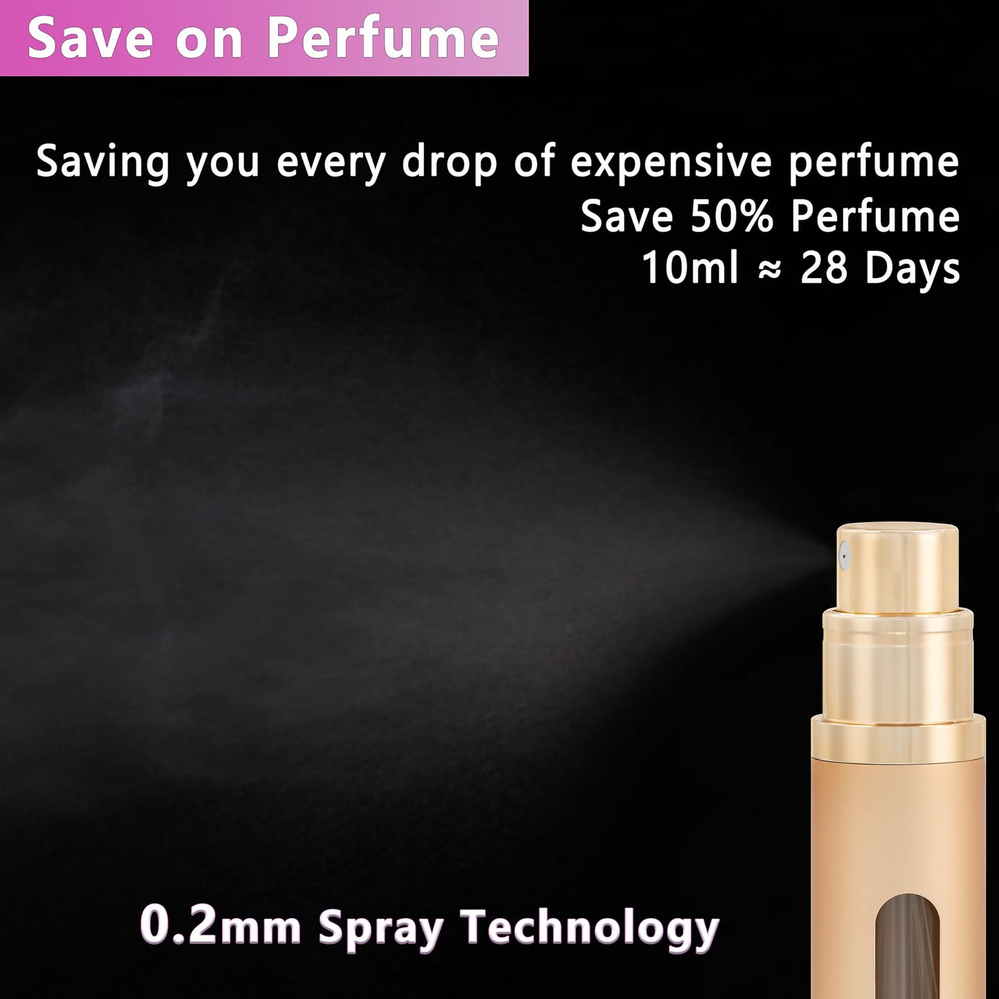 Travel Perfume Refillable Bottle Atomizer - Qavhun 10ml Leakproof Refillable Perfume Bottle, Fragrance Atomizer, Perfume Travel Spray Bottle (Black & Gold & Silver)