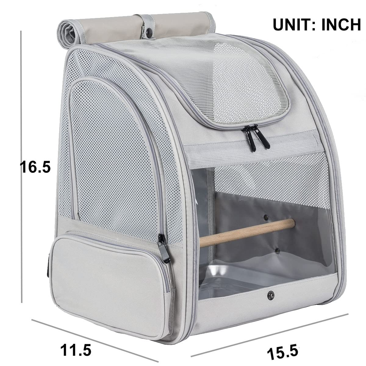 Bird Carrier Backpack with Stand Perch, Bird Travel Carrier Backpack for Hiking, Airline Approved