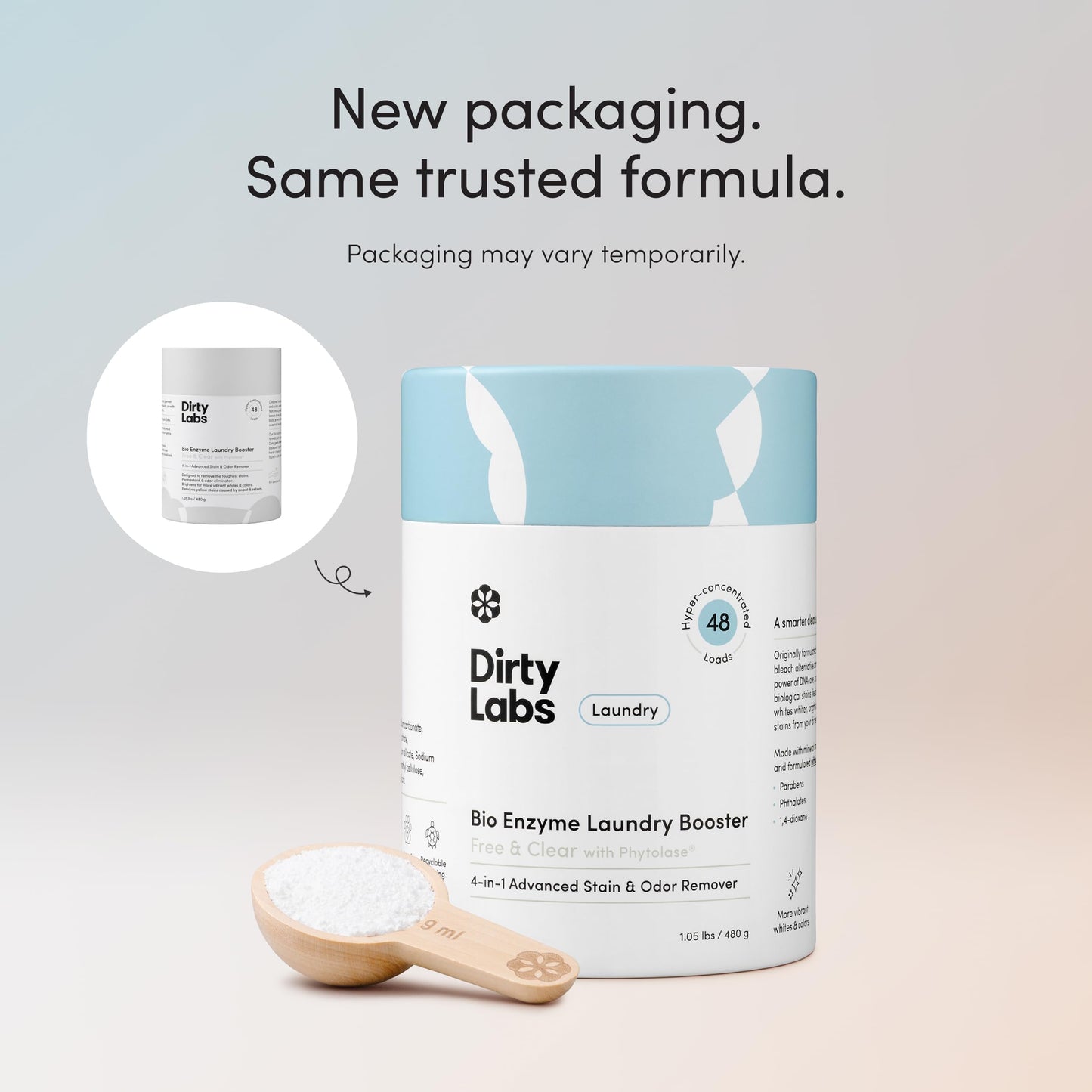 Dirty Labs | Scent Free | Bio Enzyme Laundry Booster | 48 Loads (1 lb) | Hyper Concentrated | High Efficiency & Standard Machine Washer | Nontoxic, Biodegradable | Stain & Odor Removal Enzyme Booster