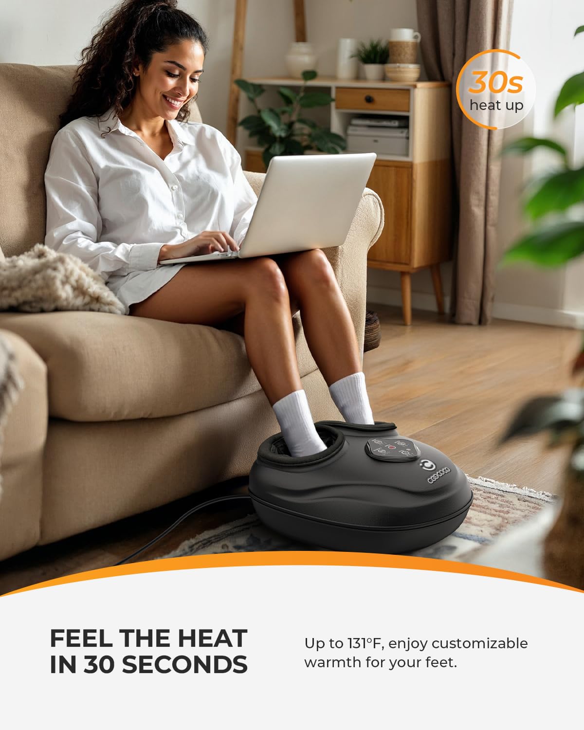 CooCoCo Shiatsu Foot Massager with Heat, Heated Feet Massage Machine, Foot Warmer, Kneading & Compression, Gifts for Women Men Mom Dad, Relax for Home Office