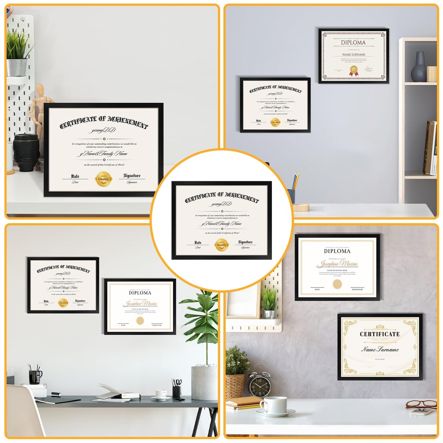 12 PACK Certificate Frames 8.5 x 11,Black Diploma Frame Document Frame with Clear Plexiglass,Picture Frames for Tabletop and Wall Display