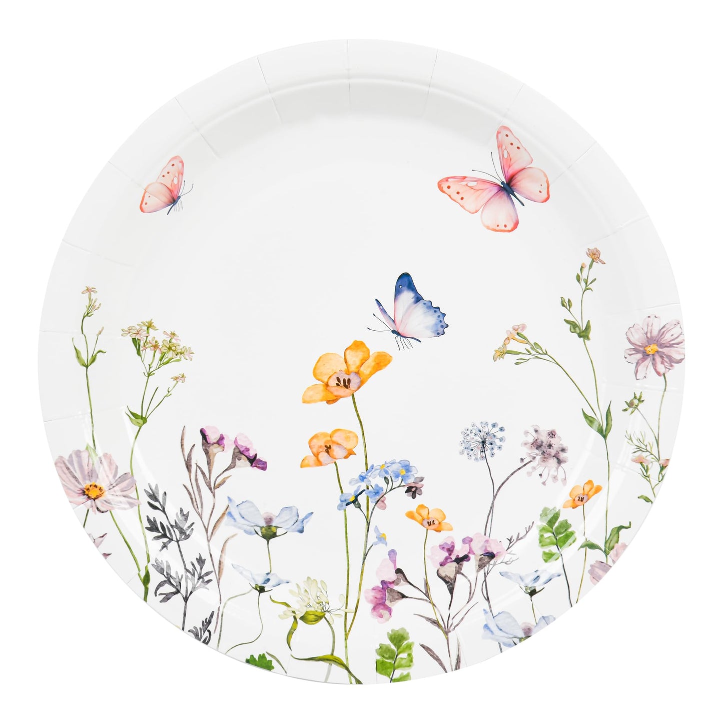 AimFun 48 Pcs Wildflower Paper Plates 9 Inch Disposable Floral Plates Spring Summer Watercolor Rustic Botanical Dinner Plates for Baby Shower Birthday Bridal Shower Wedding Tea Party
