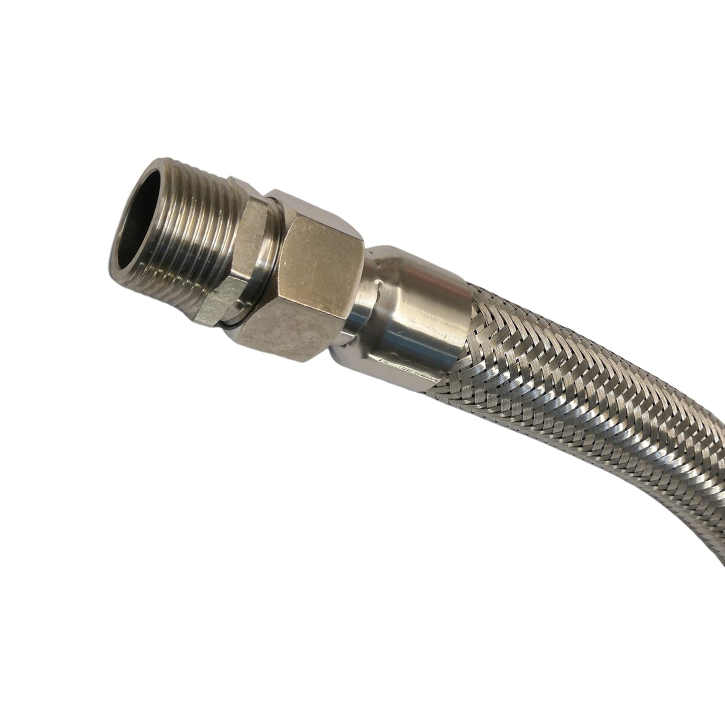 Compressor Jumper Hose, 1" NPT Male x 20"Length,750°F, 450 PSI, Both Sides Fittings Rotate Freely, Flexible Whole body Stainless Steel Metal Hose