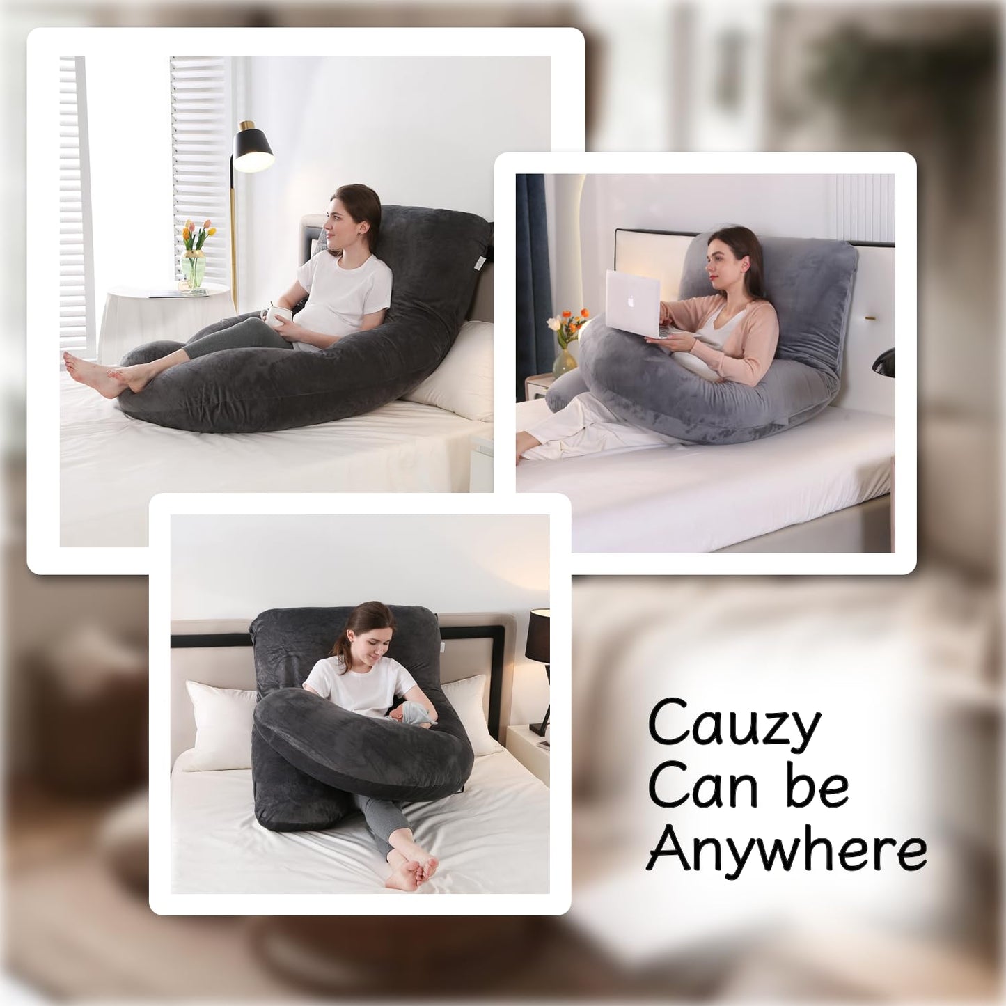 ALLOPERA Pregnancy Pillow, Full Body 57 Inch Maternity Pillow with Removable Washable Cover - Sleep Support for Legs, Back, Neck, Shoulder, HIPS, Belly for Pregnent Women, Velvet Cover (Black)