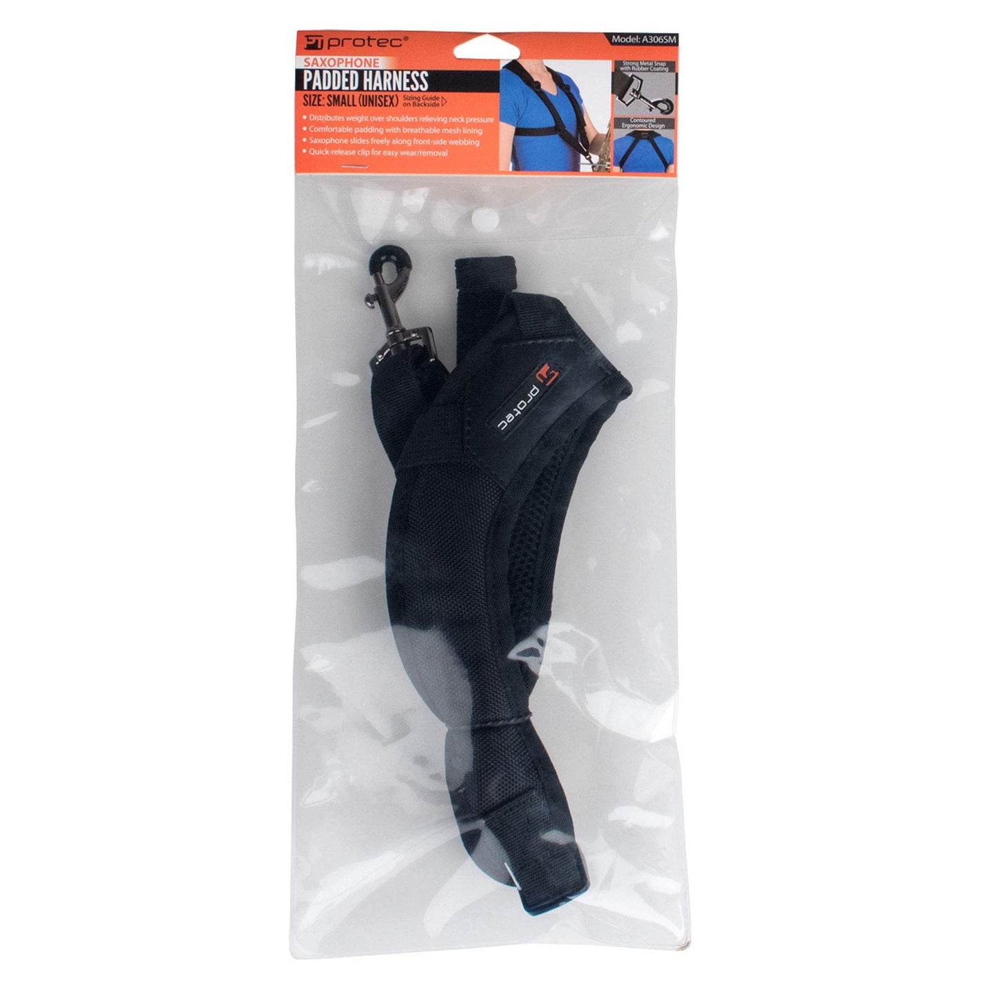 Protec Saxophone Harness with Deluxe Metal Trigger Snap, Small, Model A306SM