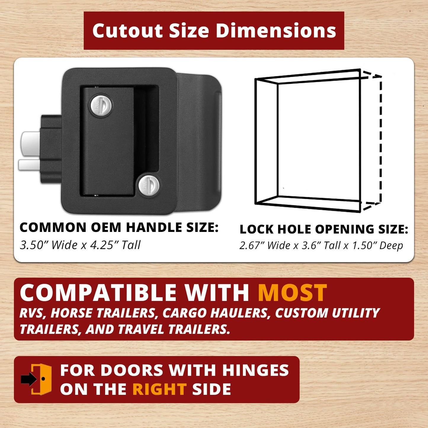 RV Entry Door Lock, 100% Metal Camper Lock, Travel Trailer Door Latch, RV Lock Replacement Kit with Paddle Deadbolt 4 Keys, for Camper Horse Trailer Cargo Hauler Truck, Black