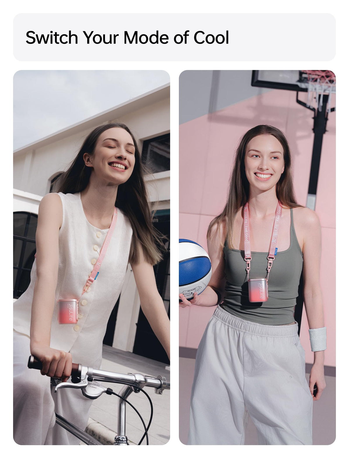 JISULIFE Portable Neck Fan, 100 Speed 40000RPM Cooling, Mini Personal Wearable Waist Fan, 16H 4500mAh Battery with LED Display, Outdoor, Travel, Jobsite Gifts for Women Men (Pink)