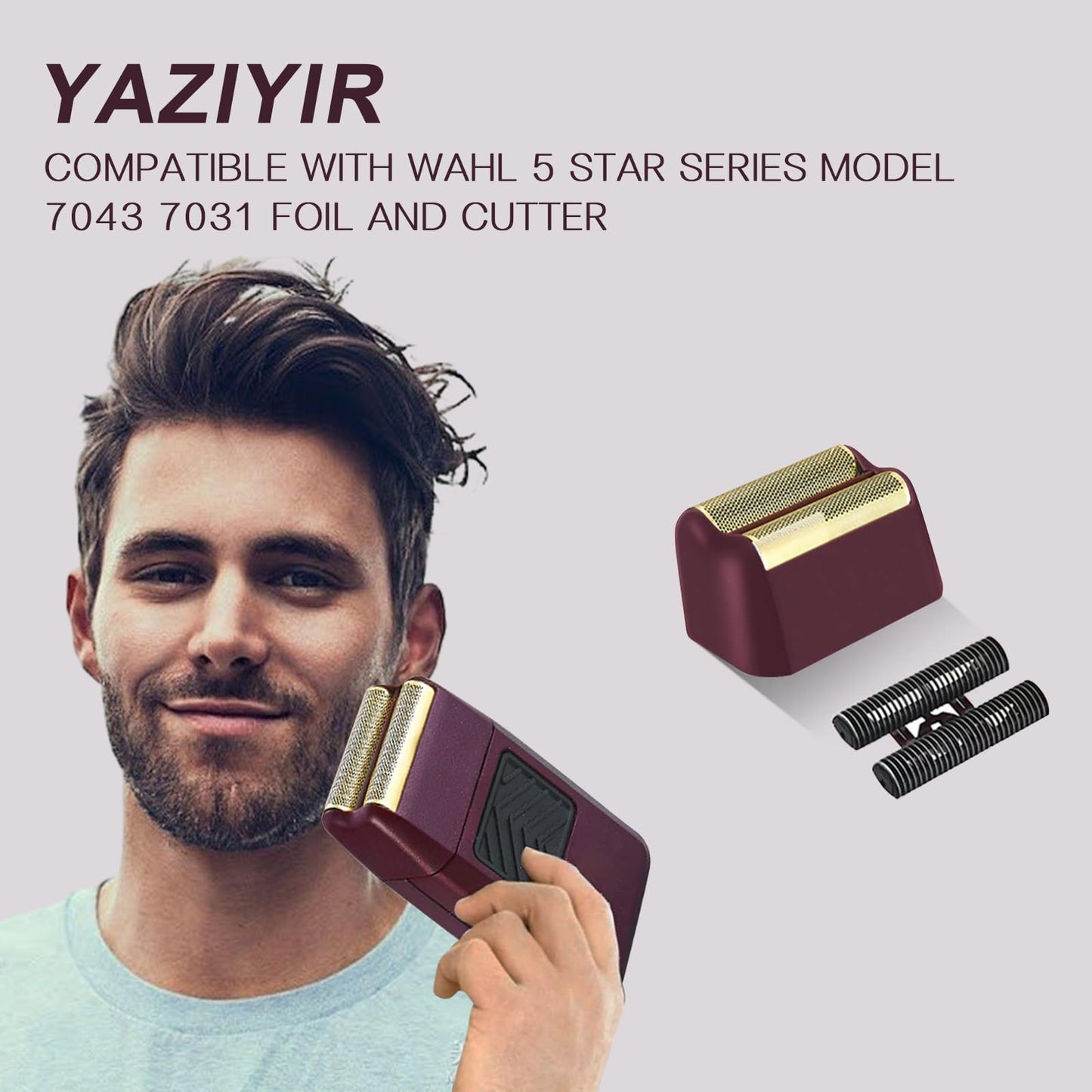 4 Pack Professional 5 Star Series Finale Shaver Replacement Foil and Cutter Bar Assembly Compatible with wahl Shaver Foil 7031-100, 7043-100 Super Close Shaving Replacement Heads (7031-4PCS)