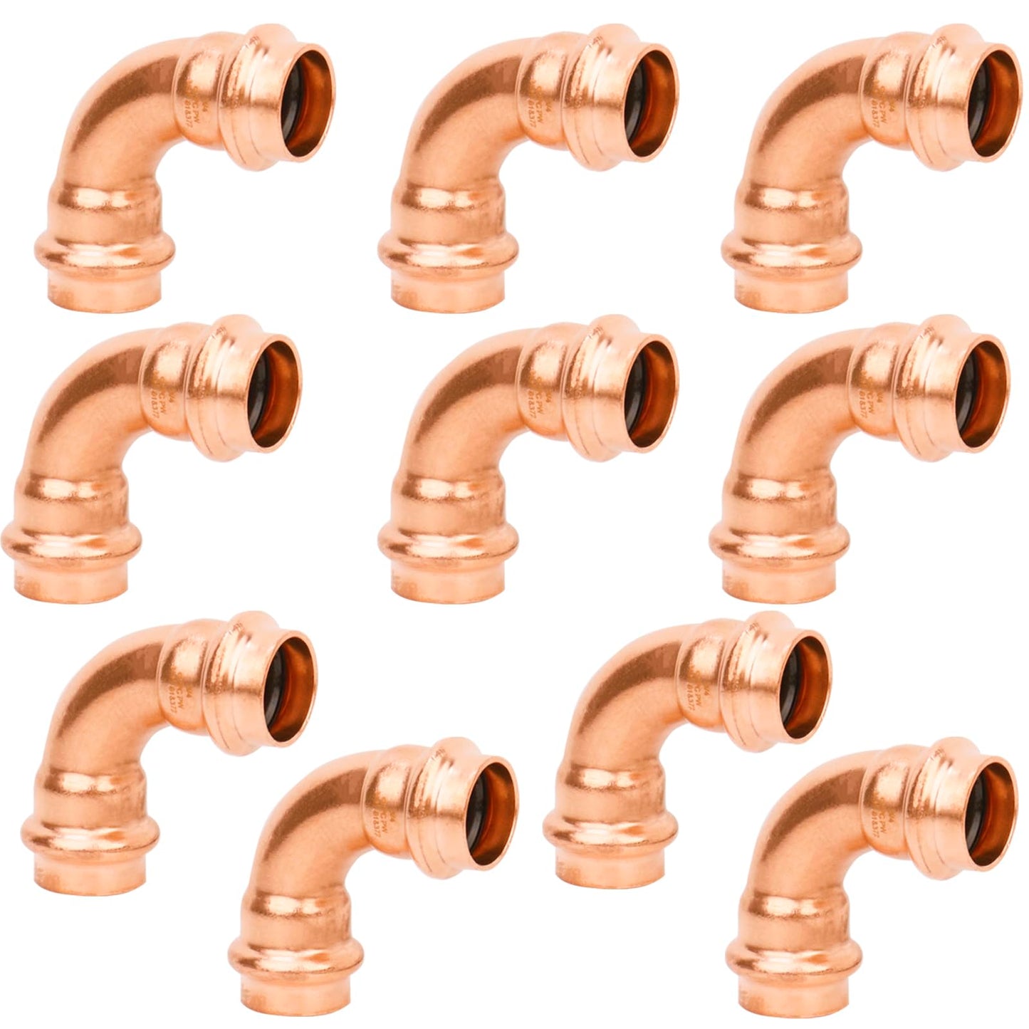WHK 10 Pack 3/4" Propress x 3/4" Pro press Copper 90 Degree Elbow Crimp Press Fittings Adapter Coupling Propress 0.75“ inch Cooper to Cooper Pipe Connection (Lead-Free)