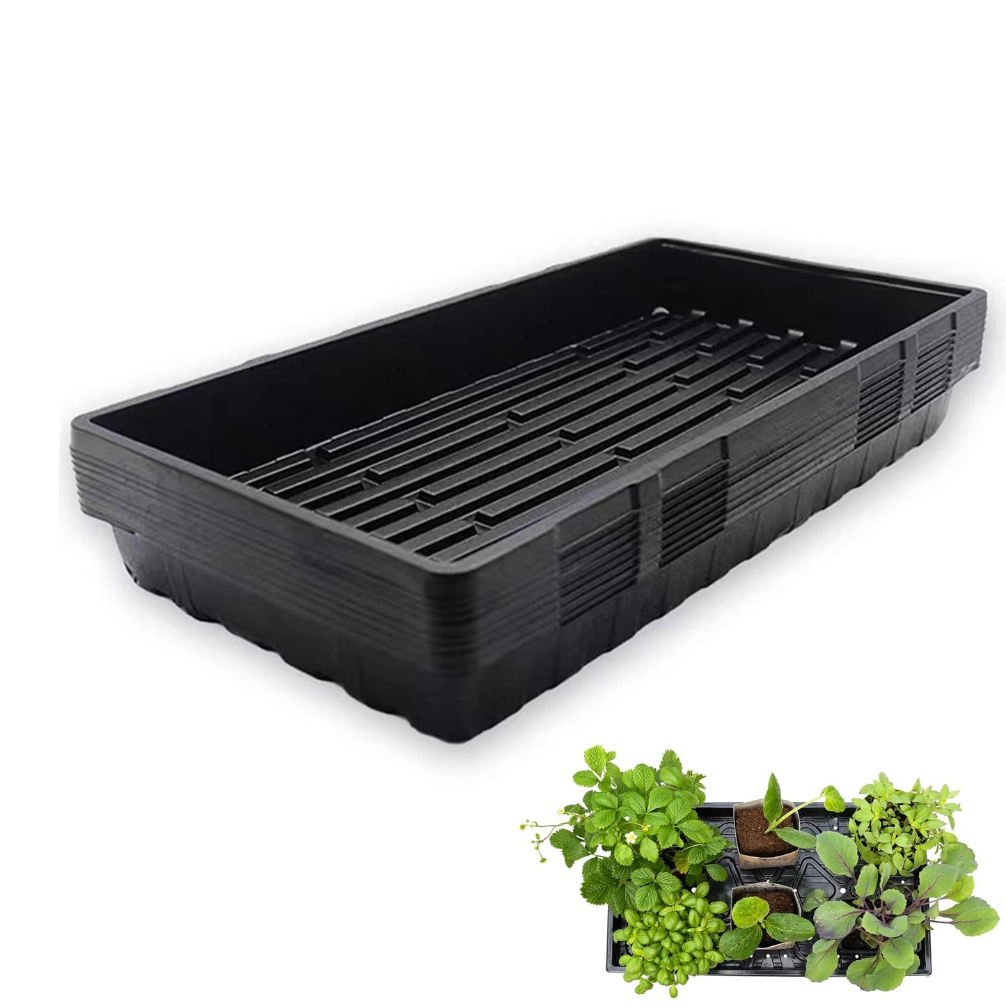 10 Pack 1020 Plant Growing Trays Extra Strength Durable Black Plastic Growing Trays